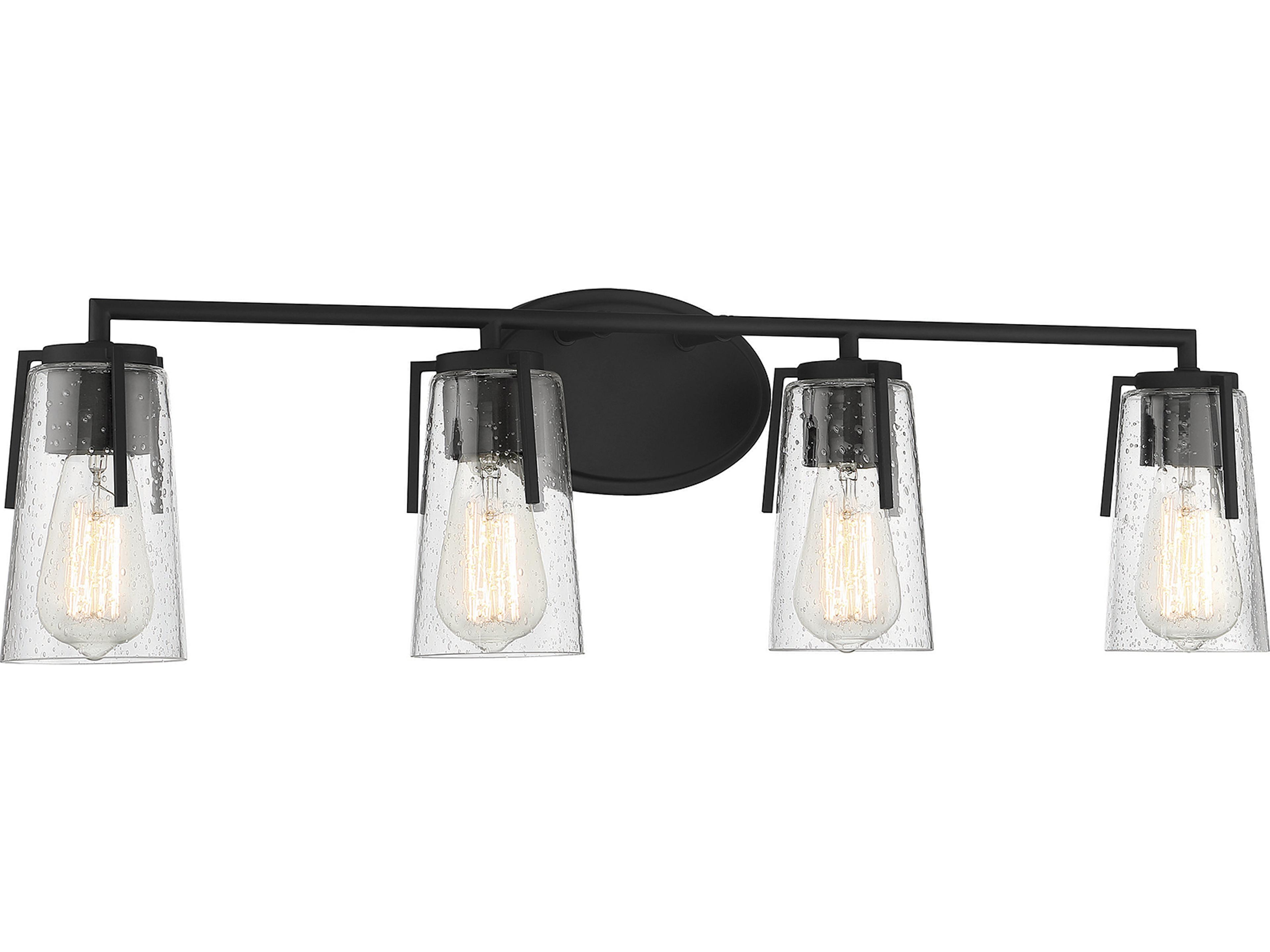 Savoy House Sacremento 4-Light Black Glass Vanity Light