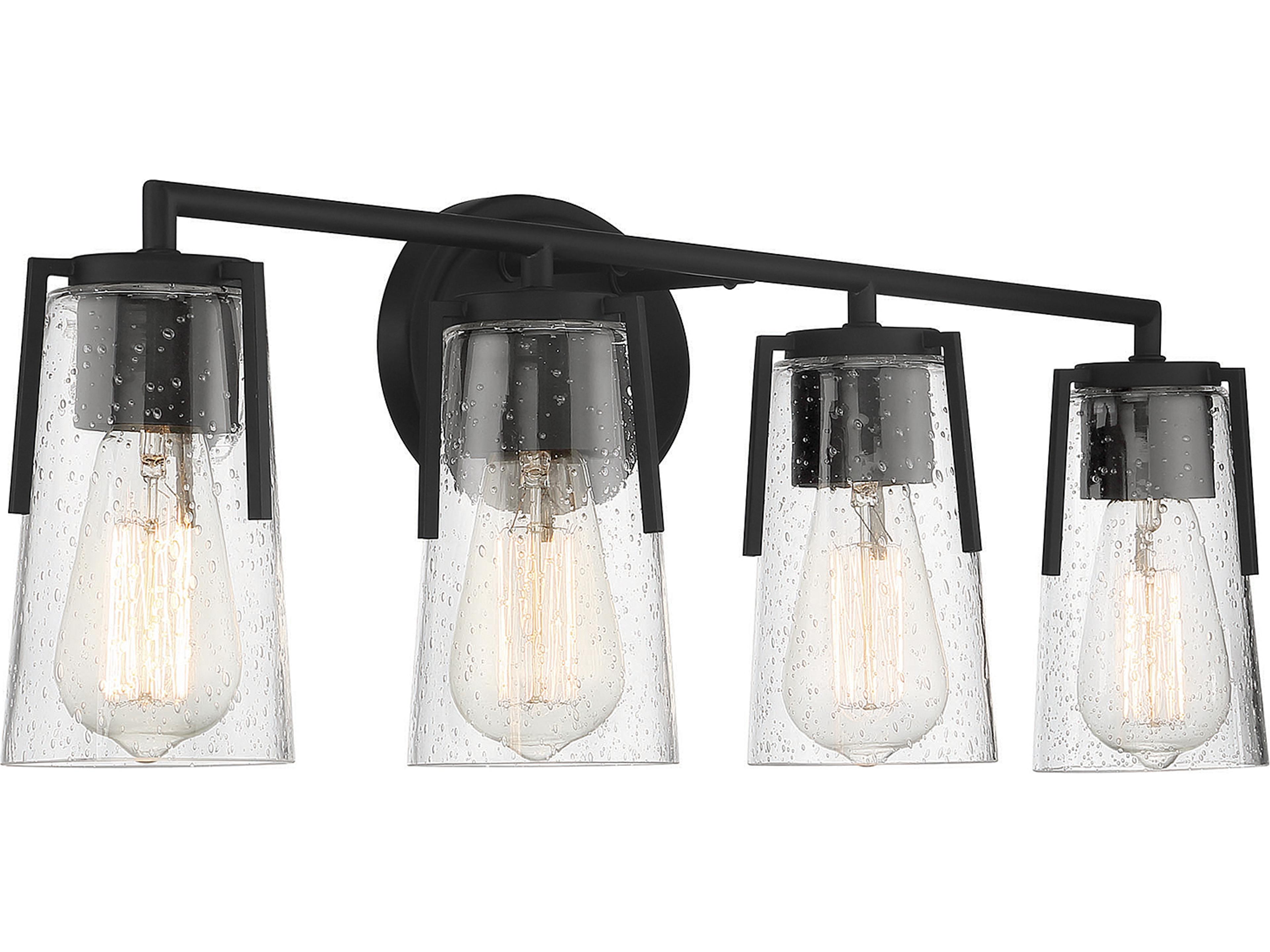 Savoy House Sacremento 4-Light Black Glass Vanity Light