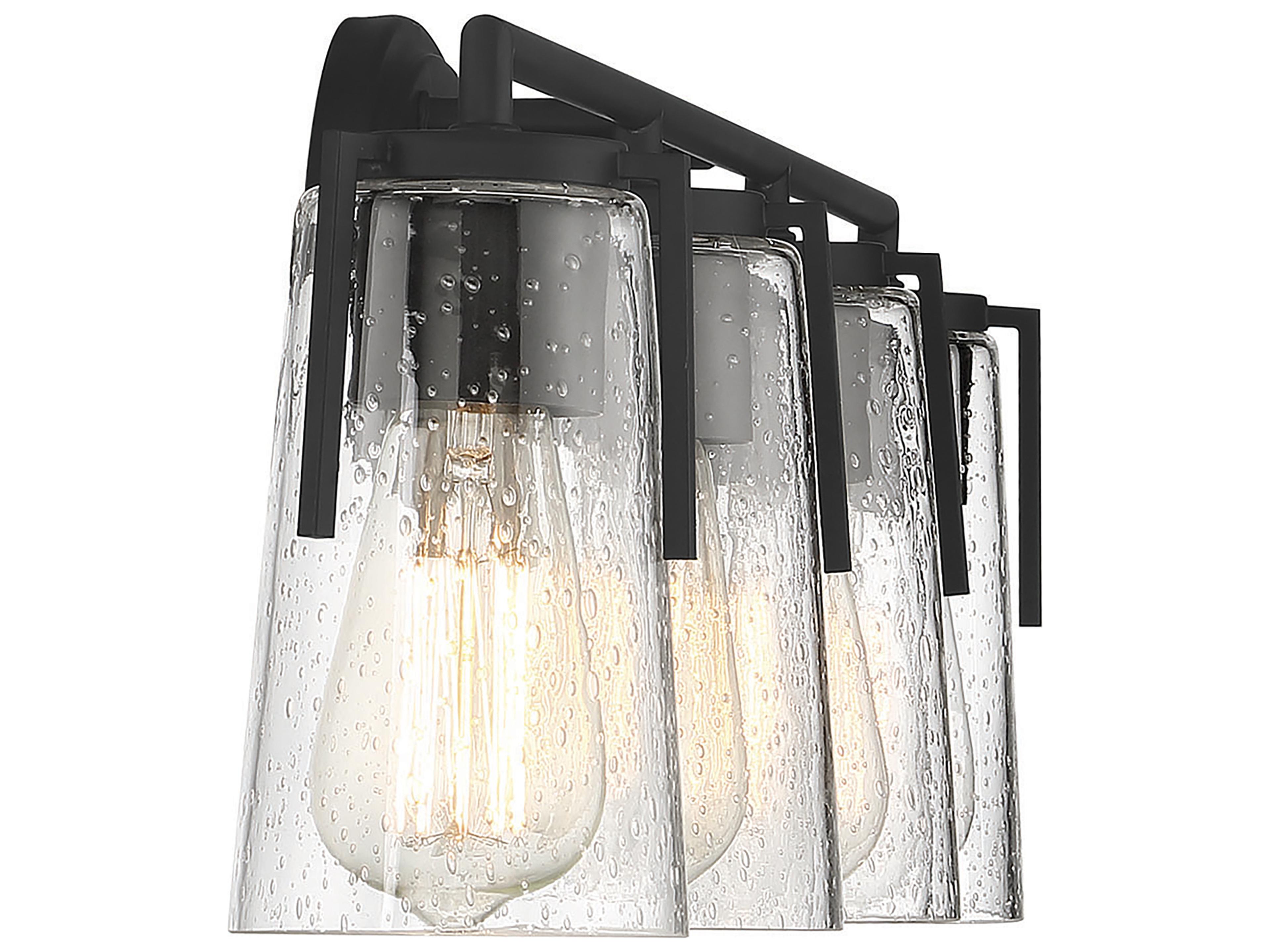 Savoy House Sacremento 4-Light Black Glass Vanity Light