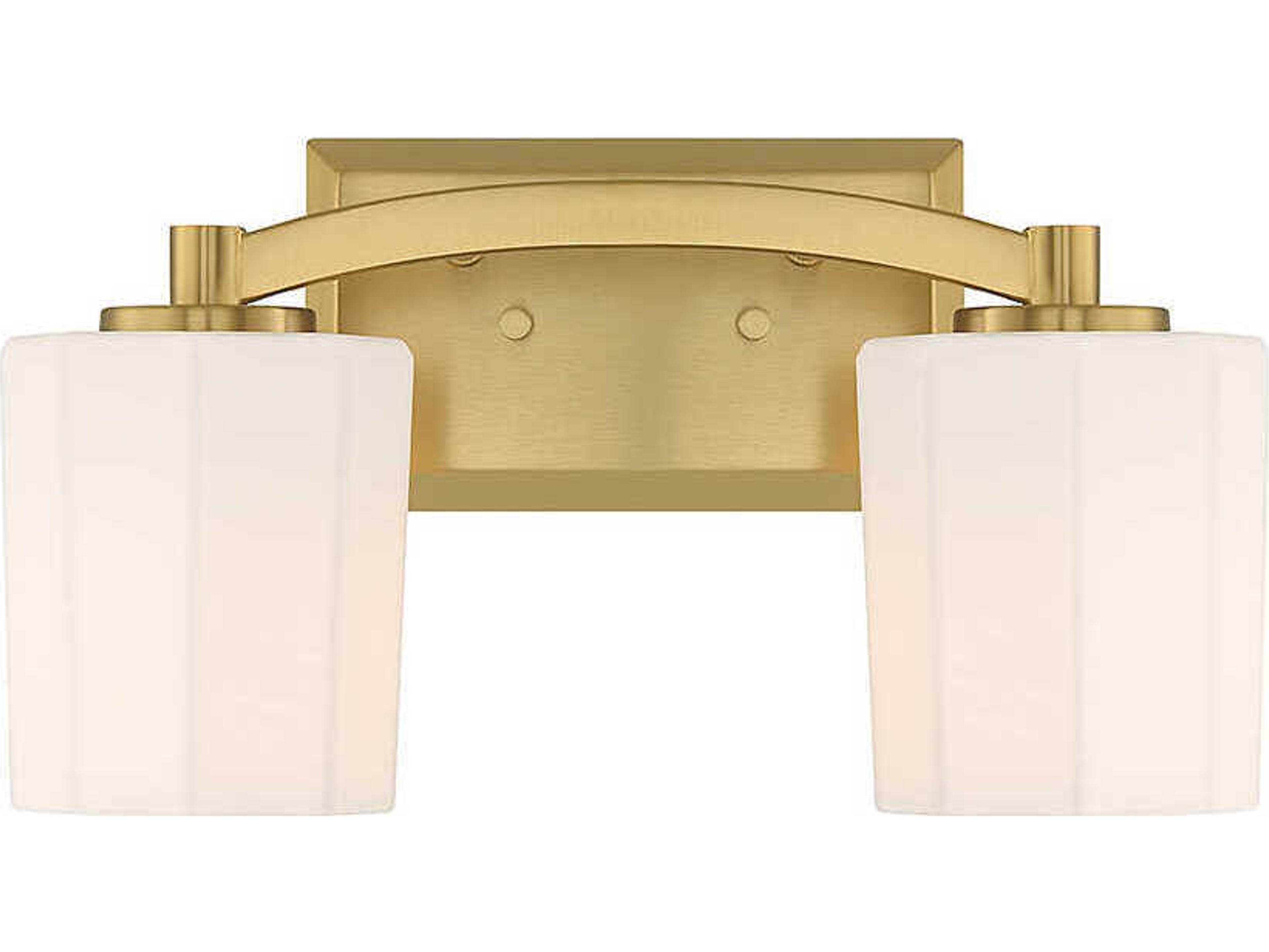 Whitney 2-Light Warm Brass Glass Vanity Light