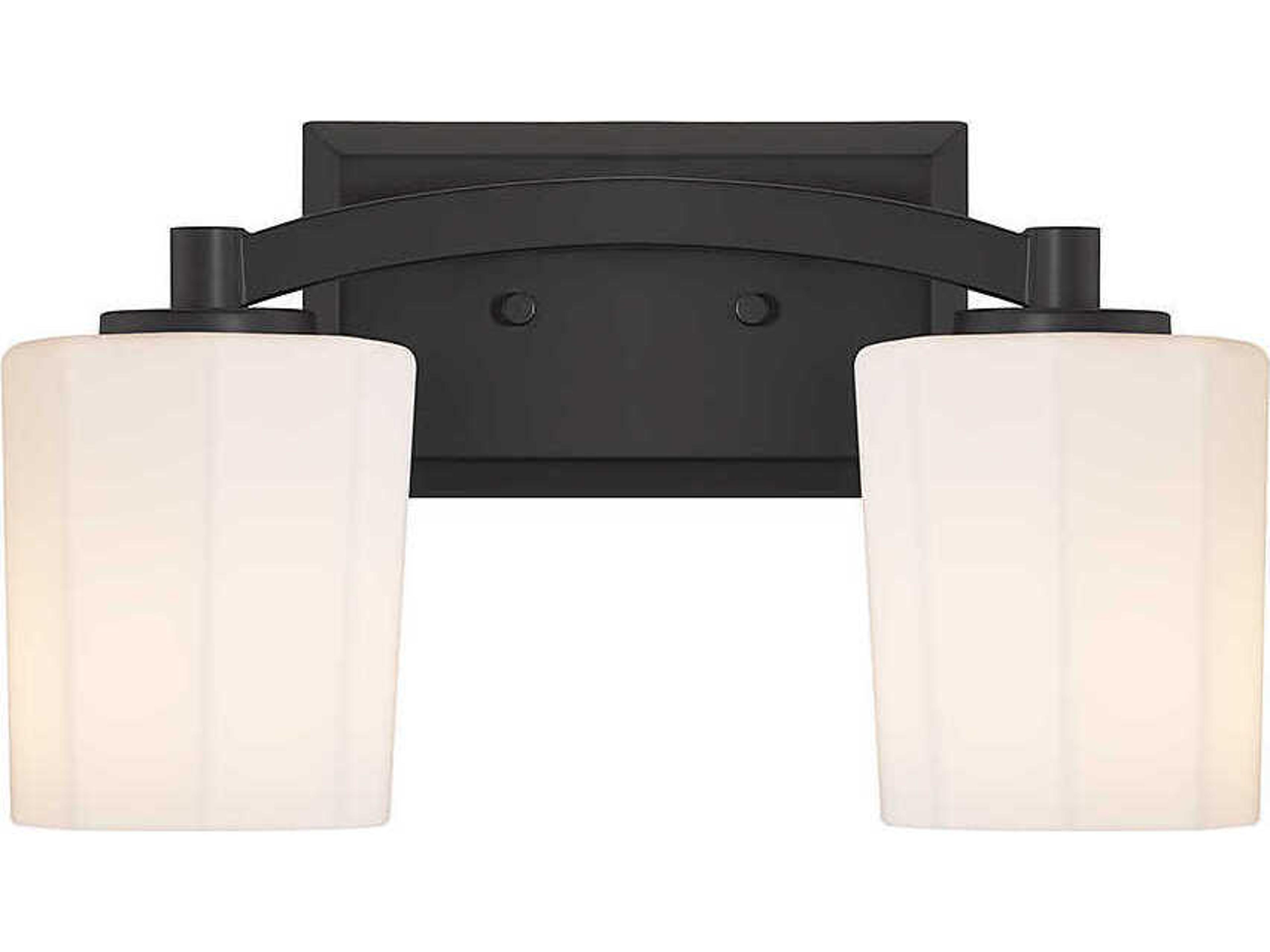 Whitney 2-Light Matte Black Glass Vanity Light