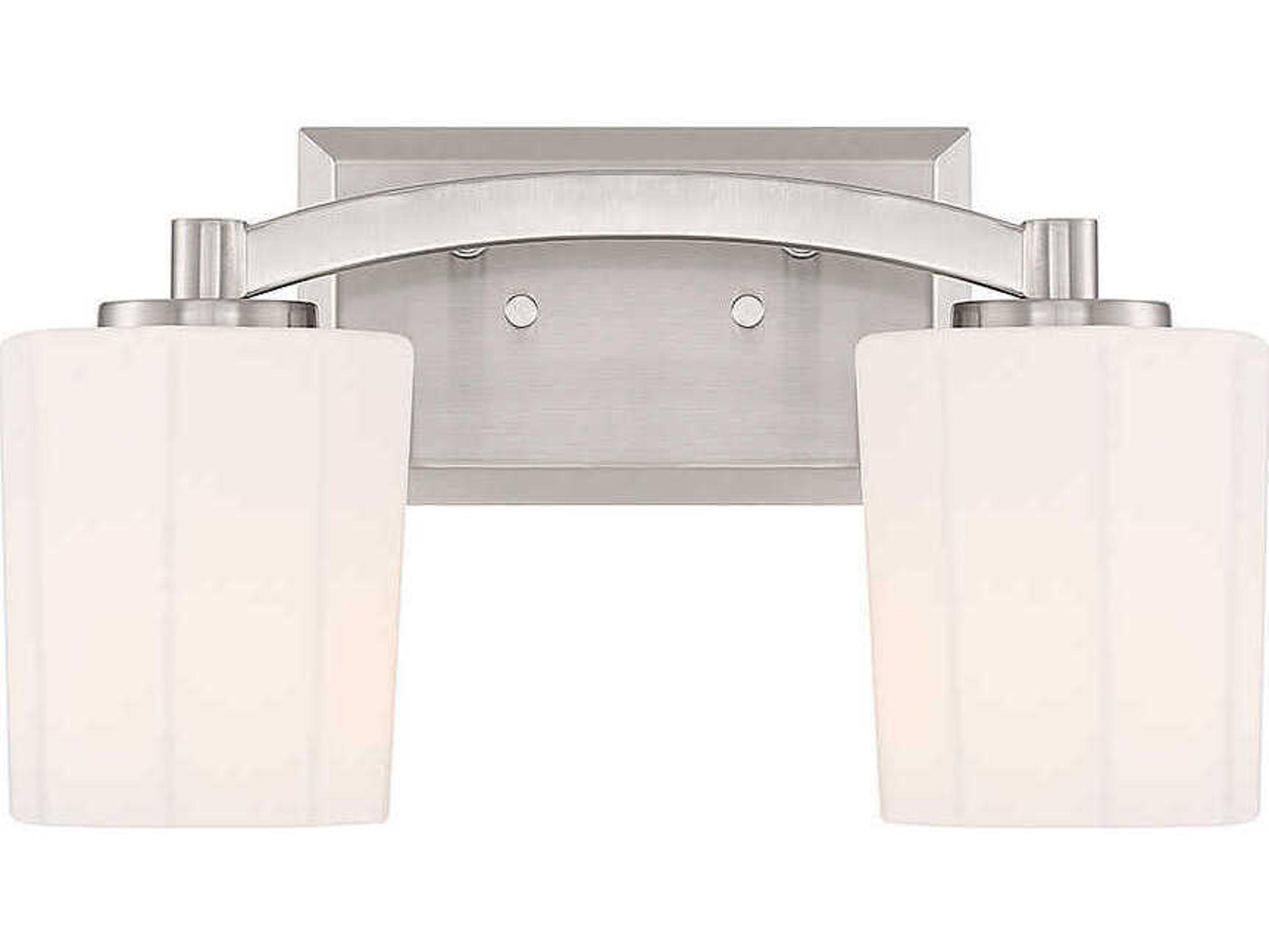 Whitney 2-Light Satin Nickel Glass Vanity Light