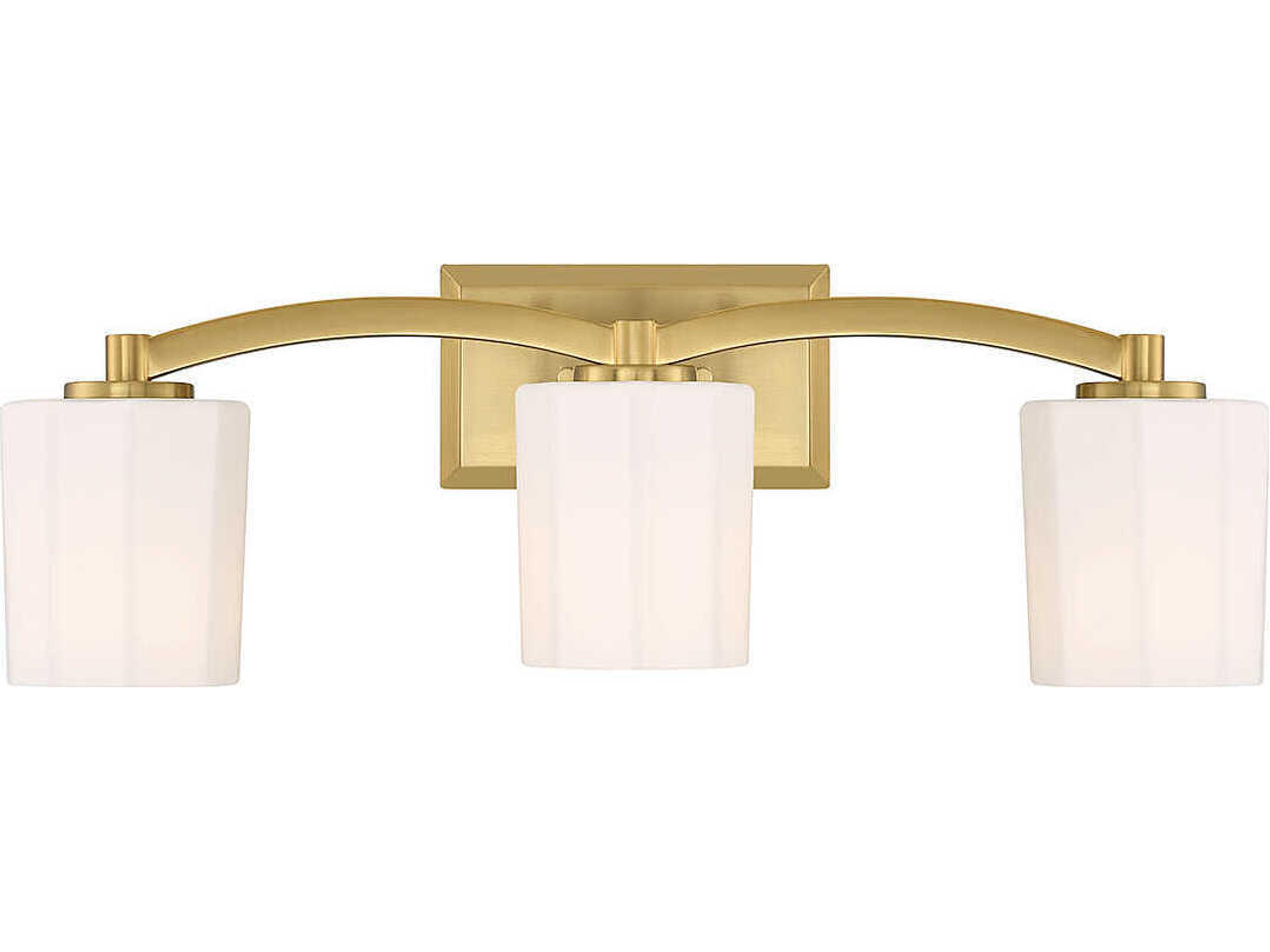 Whitney 3-Light Warm Brass Glass Vanity Light