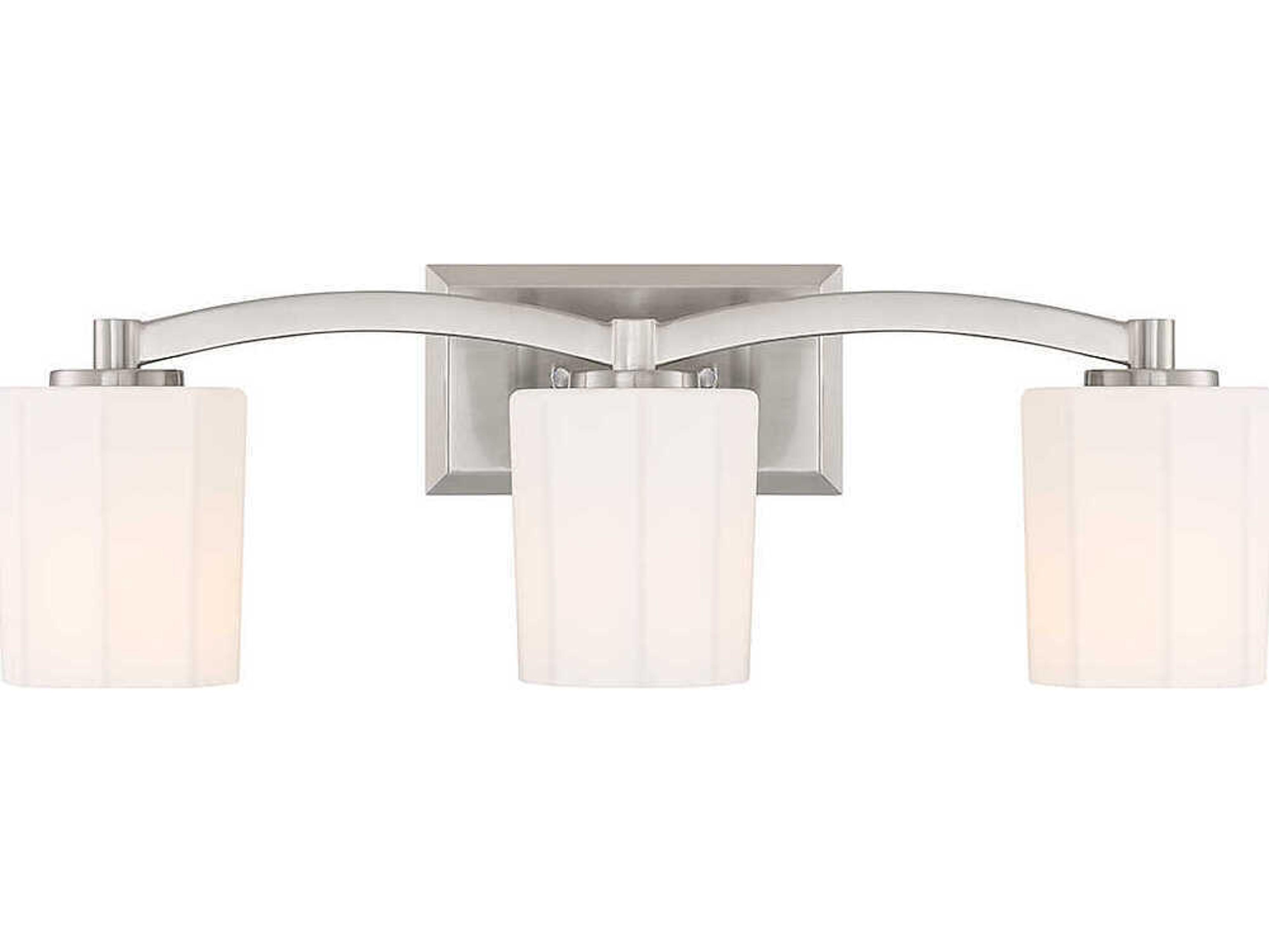 Whitney 3-Light Satin Nickel Glass Vanity Light