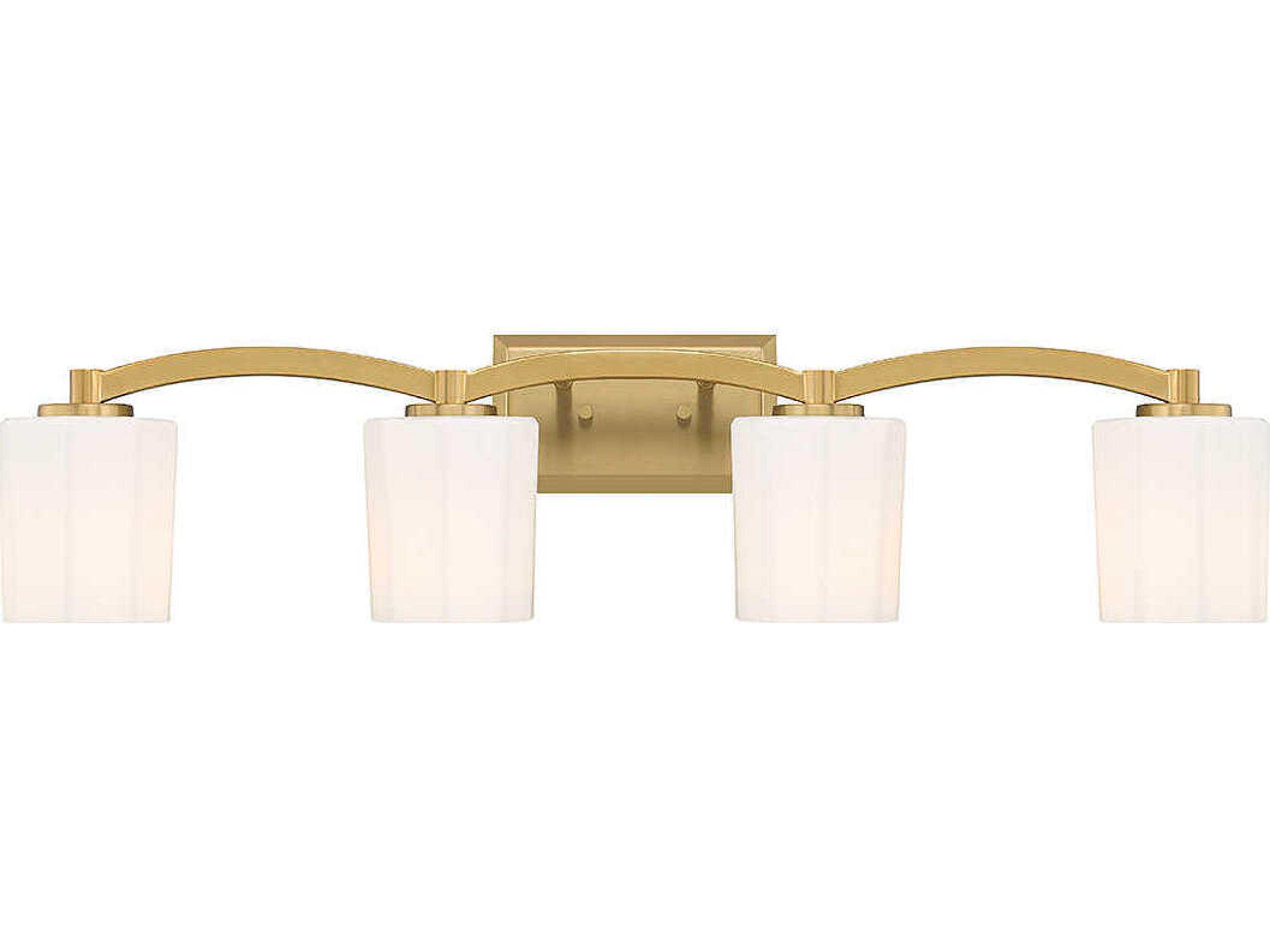 Whitney 4-Light Warm Brass Glass Vanity Light