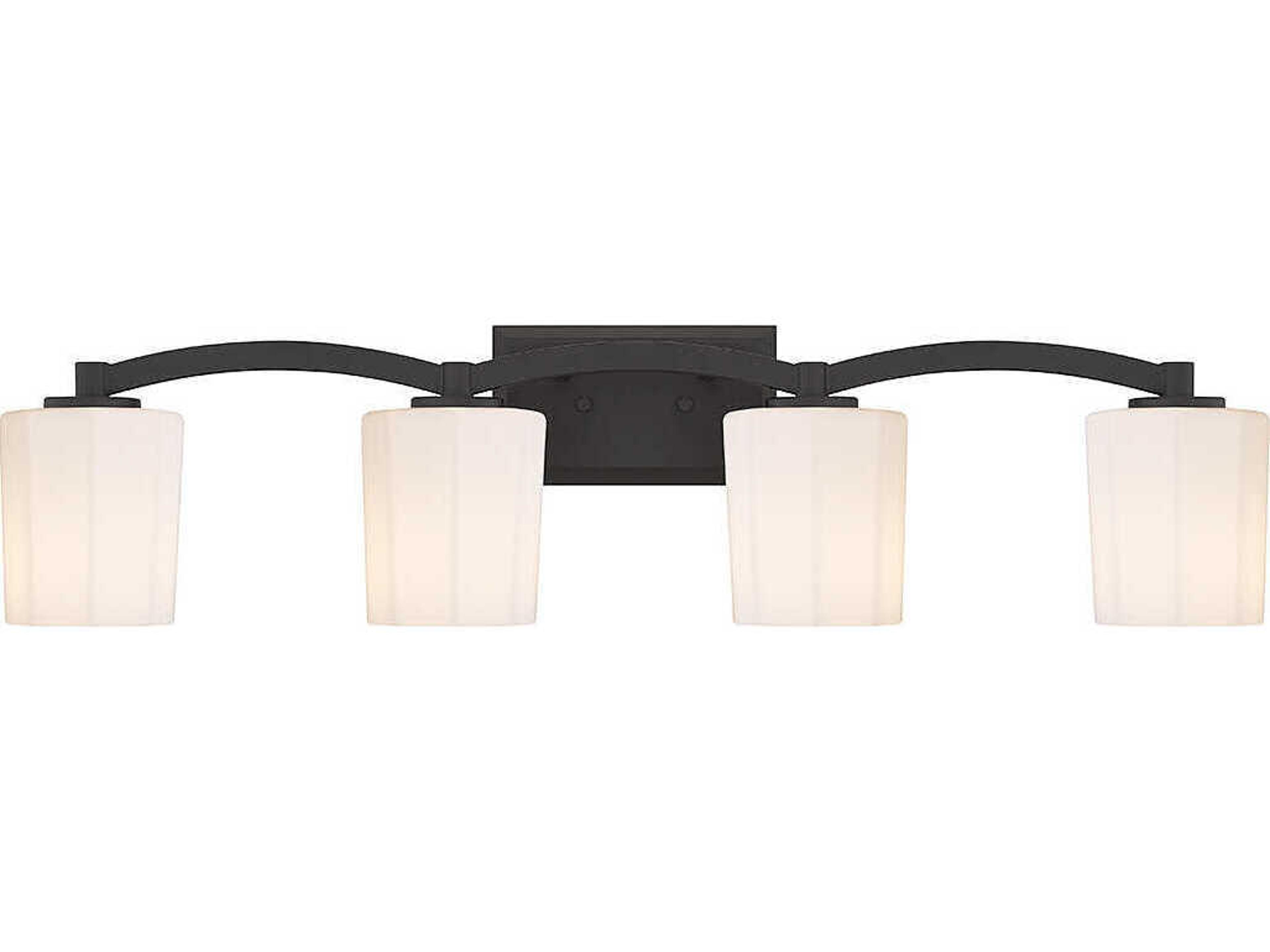 Whitney 4-Light Matte Black Glass Vanity Light