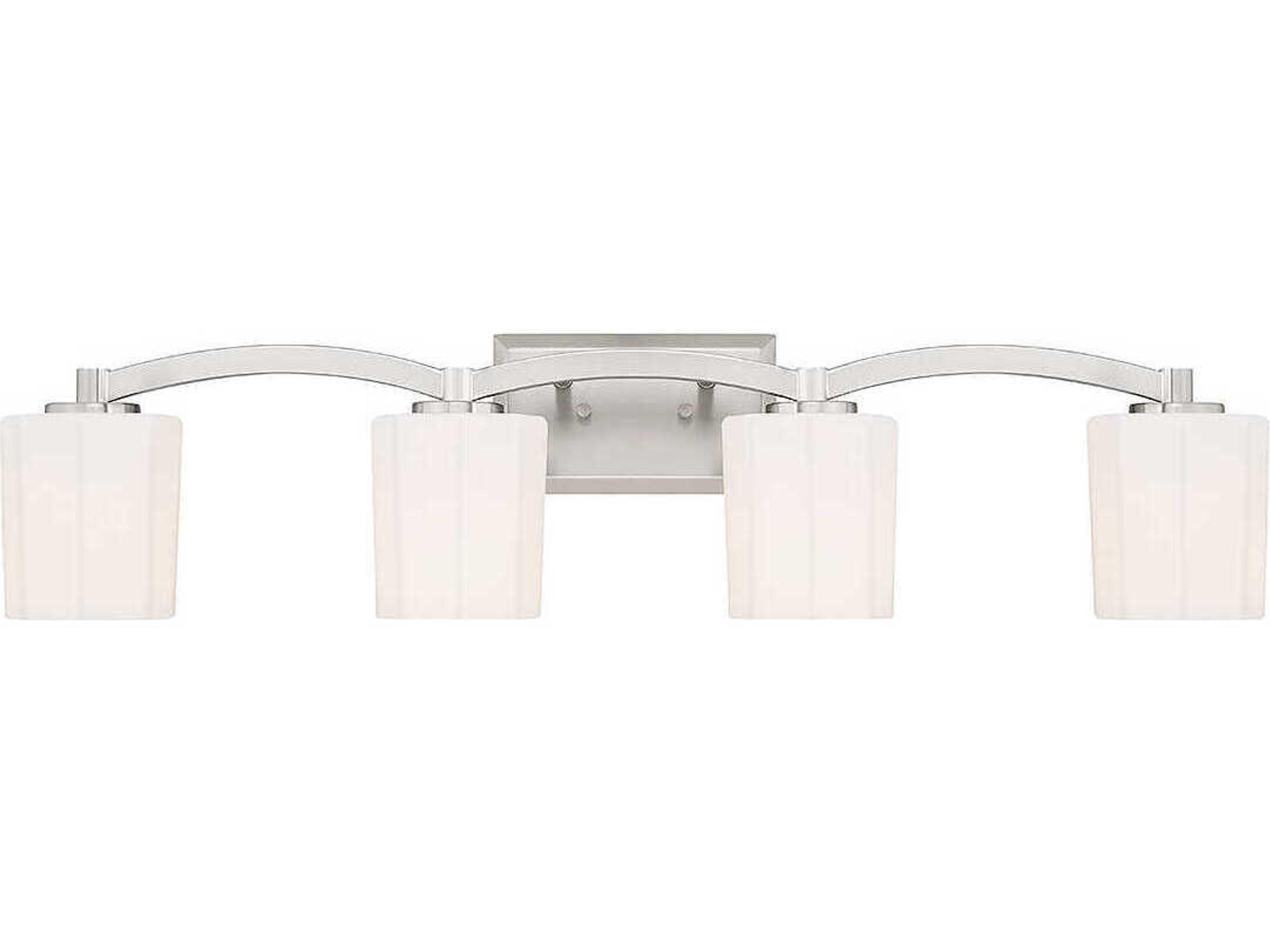 Whitney 4-Light Satin Nickel Glass Vanity Light