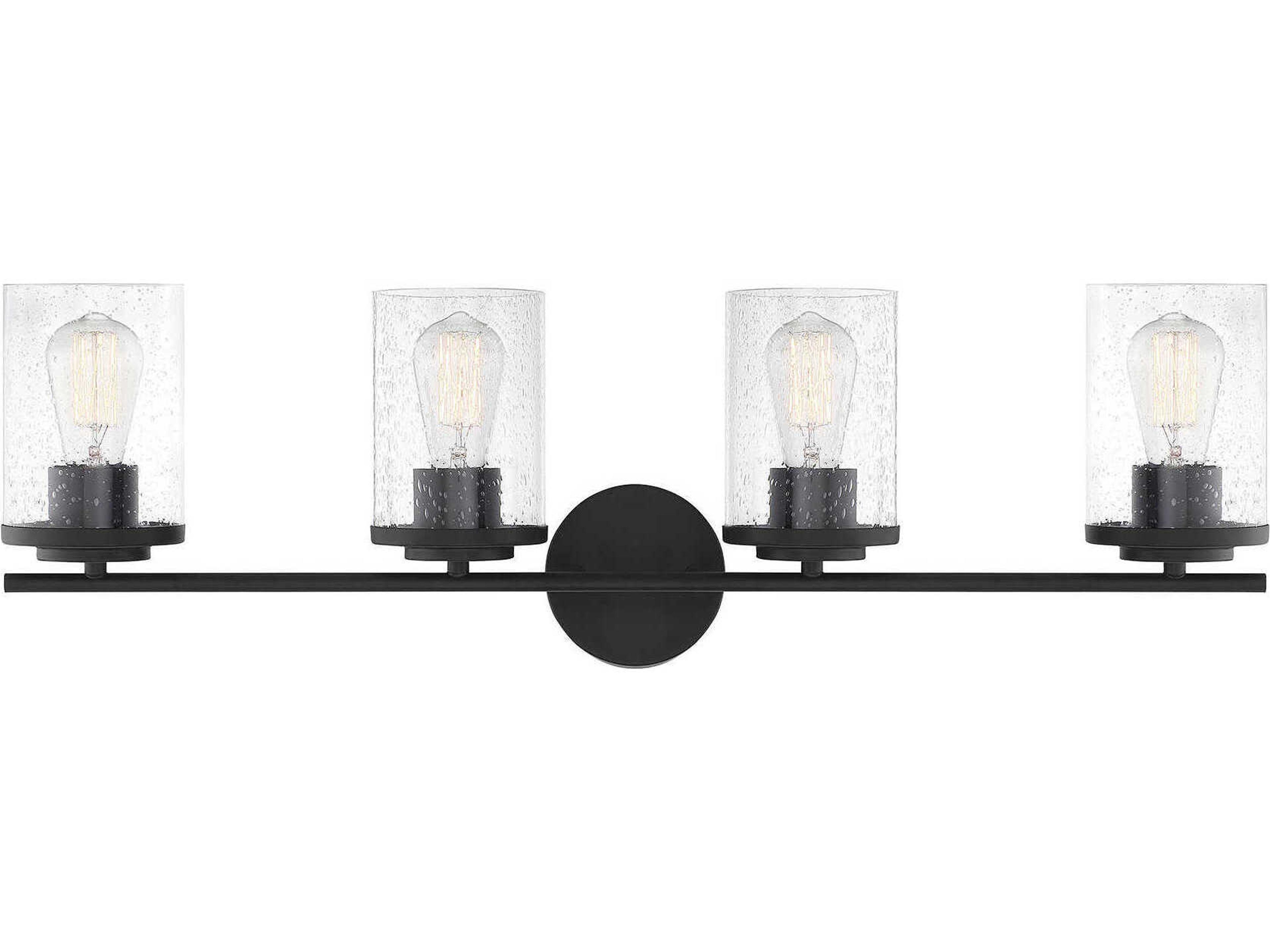 Marshall 4-Light Matte Black Glass Vanity Light