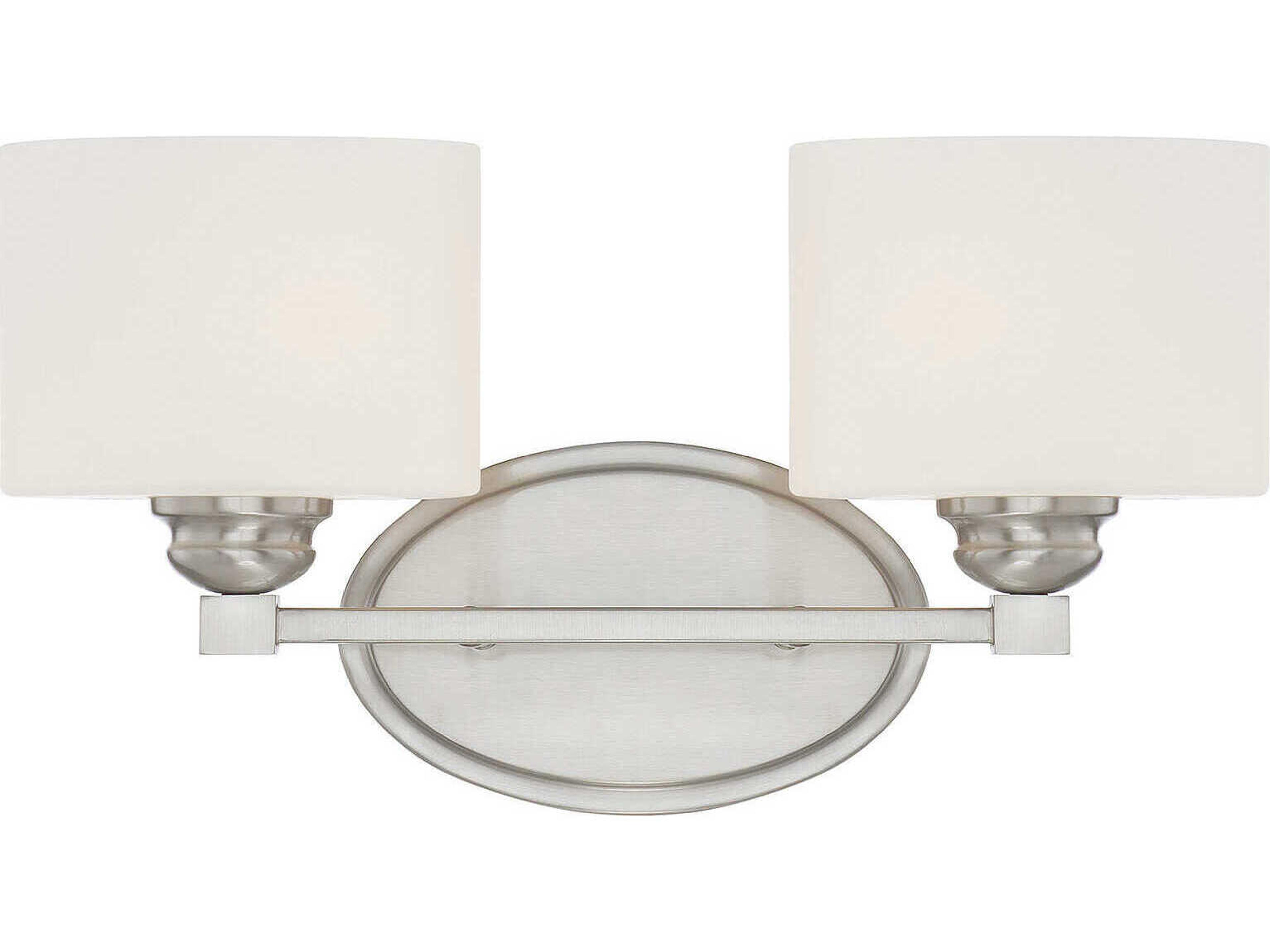Kane 2-Light Satin Nickel Glass Vanity Light