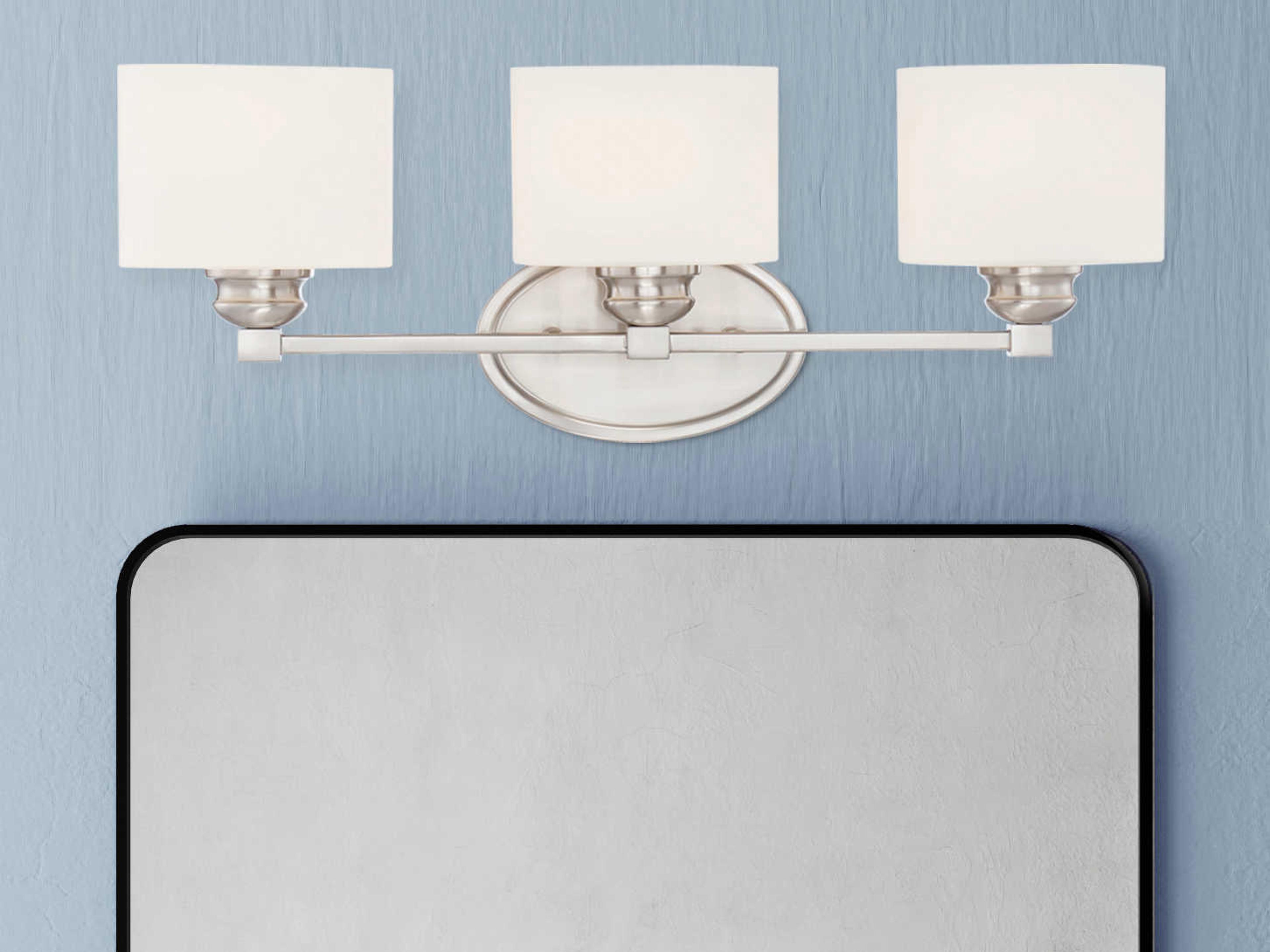Savoy House Kane 3-Light Satin Nickel Pewter Glass Vanity Light