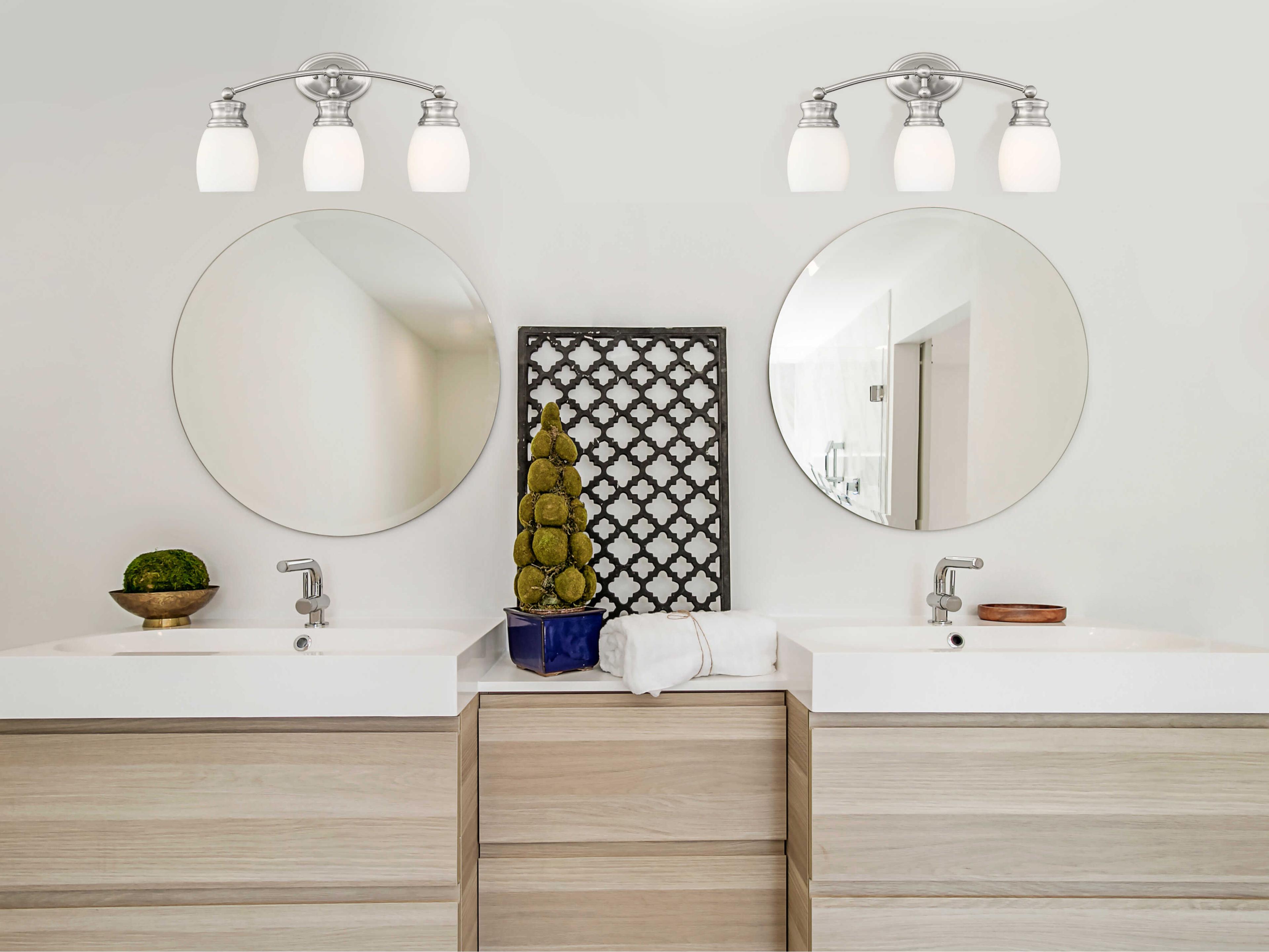 Savoy House Elise 3-Light Satin Nickel Glass Vanity Light