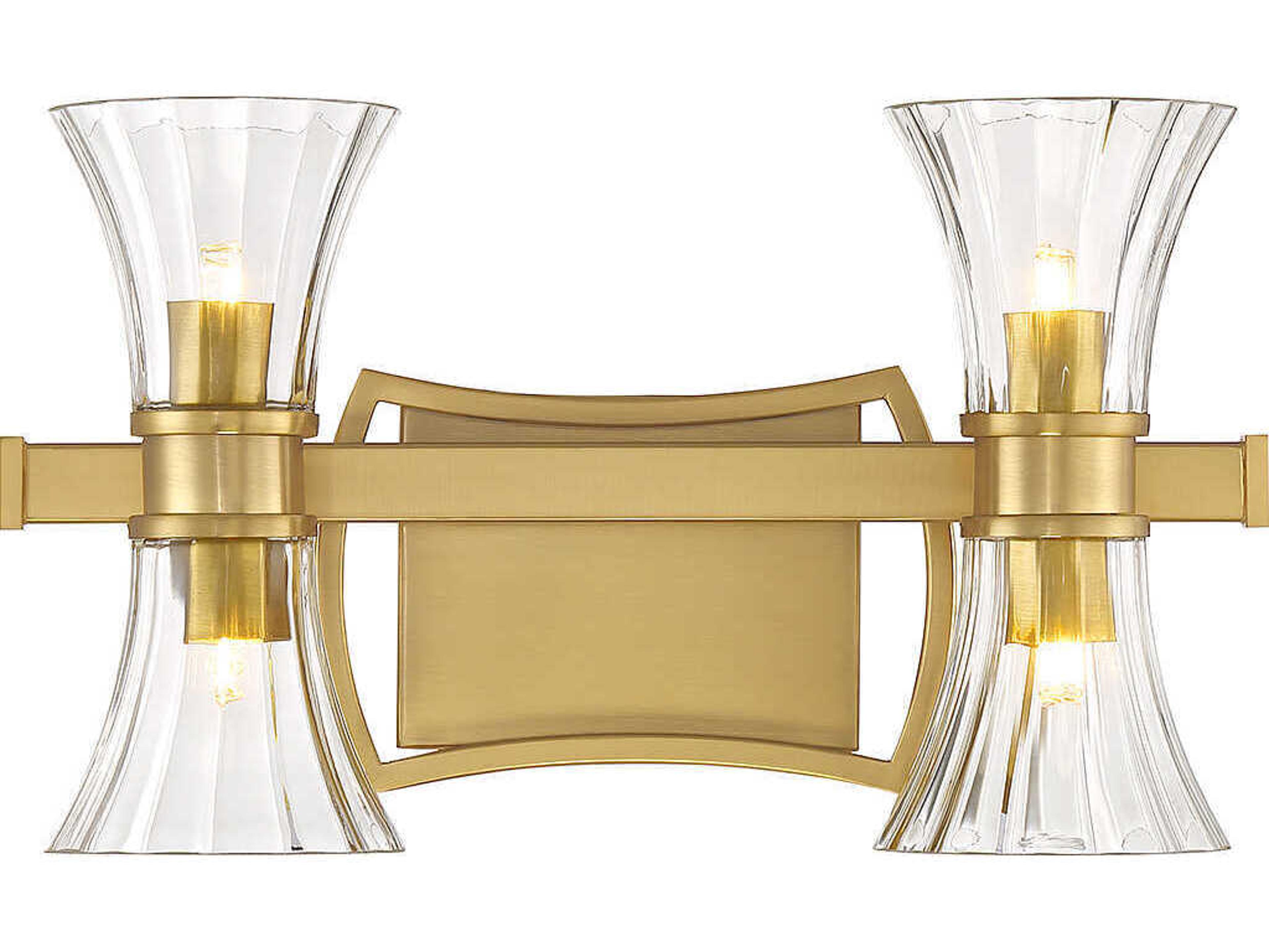 Bennington 4-Light Warm Brass Glass Vanity Light