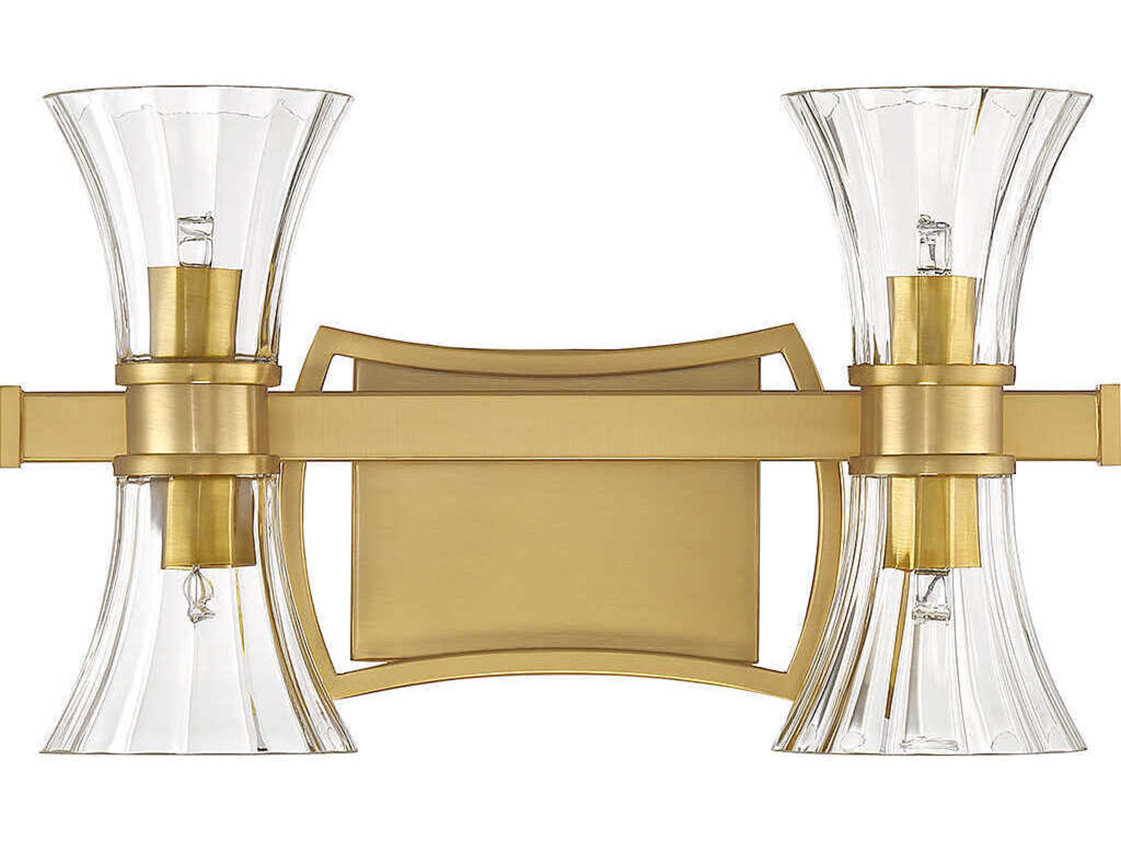 Savoy House Bennington 4-Light Warm Brass Glass Vanity Light