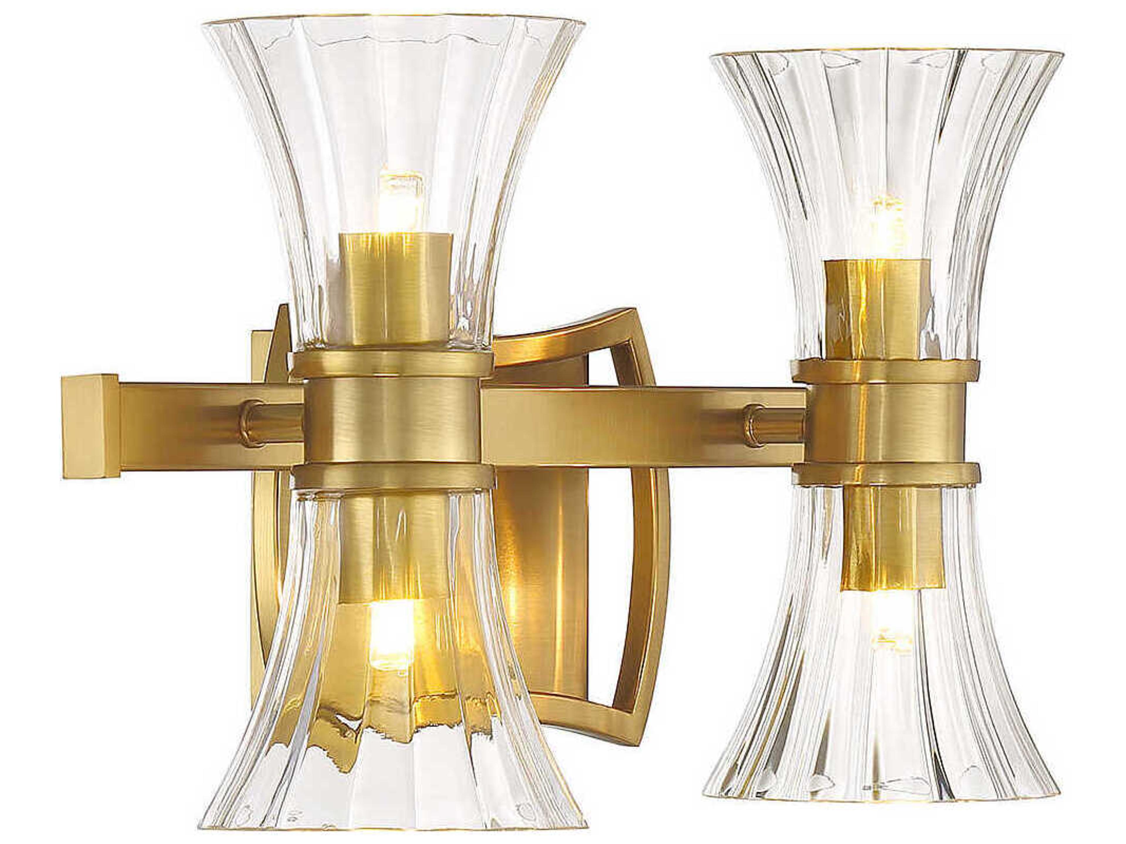 Savoy House Bennington 4-Light Warm Brass Glass Vanity Light