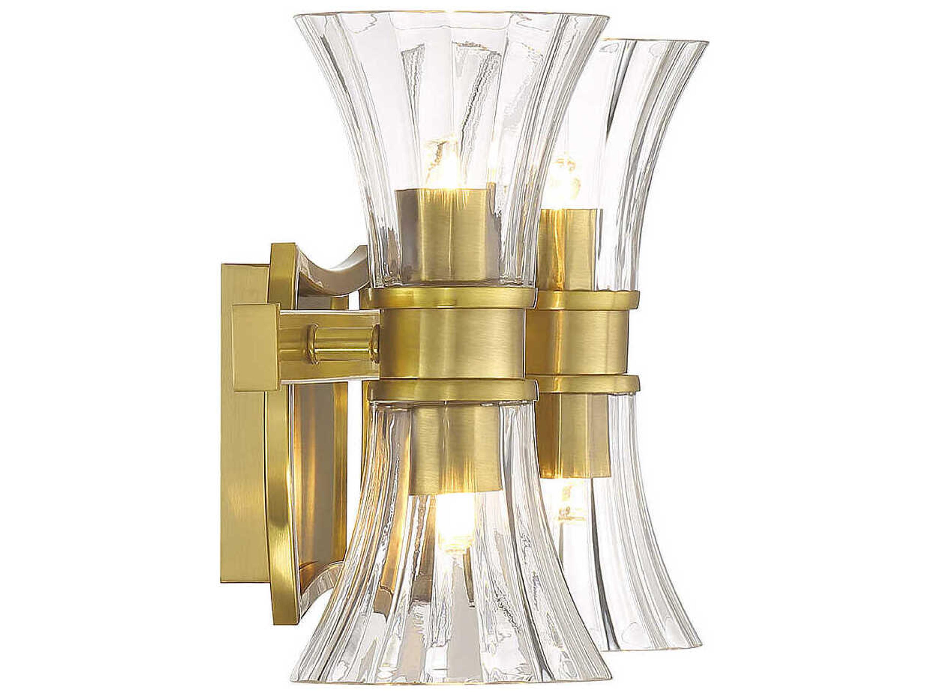 Savoy House Bennington 4-Light Warm Brass Glass Vanity Light