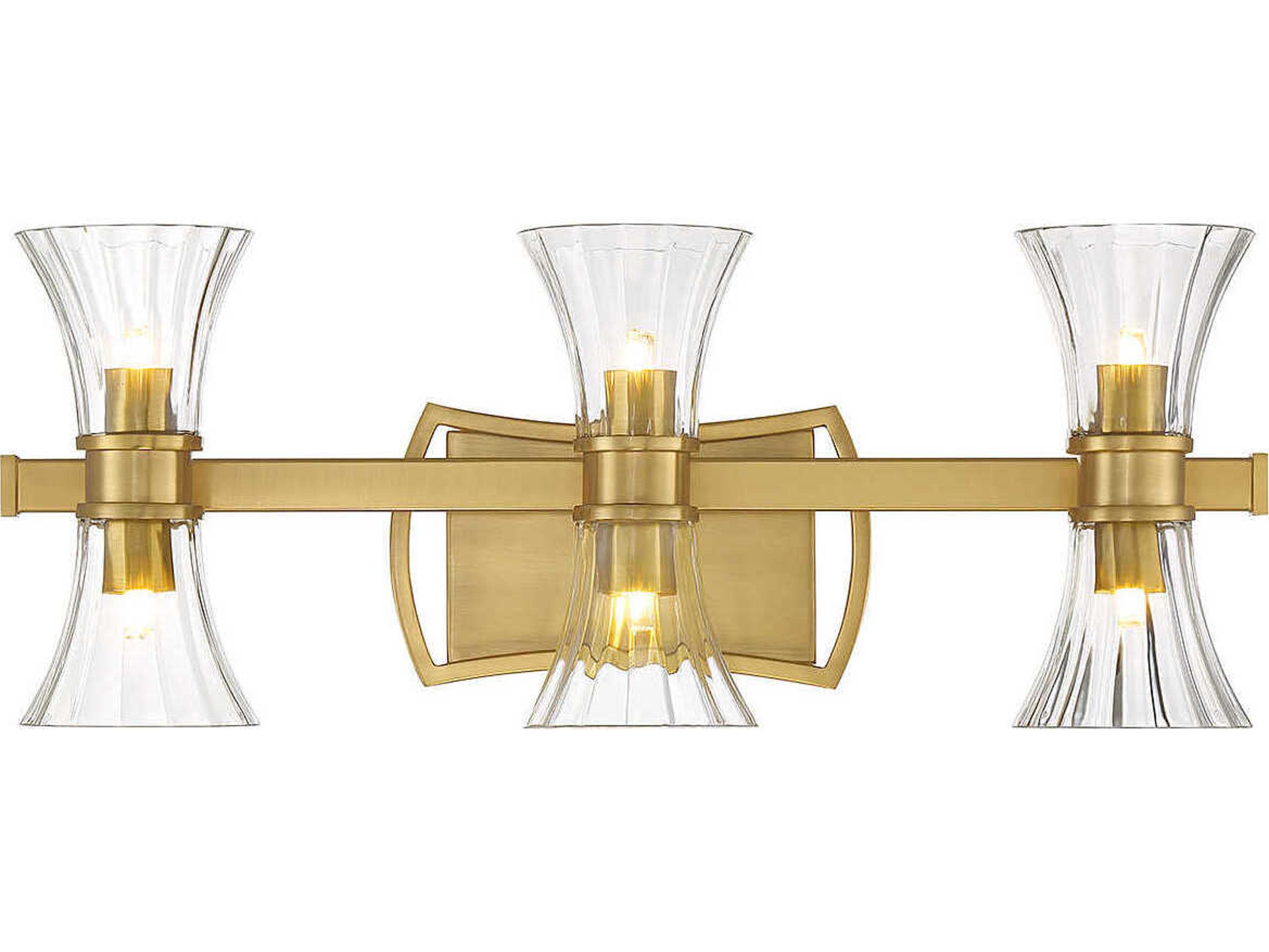 Bennington 6-Light Warm Brass Glass Vanity Light