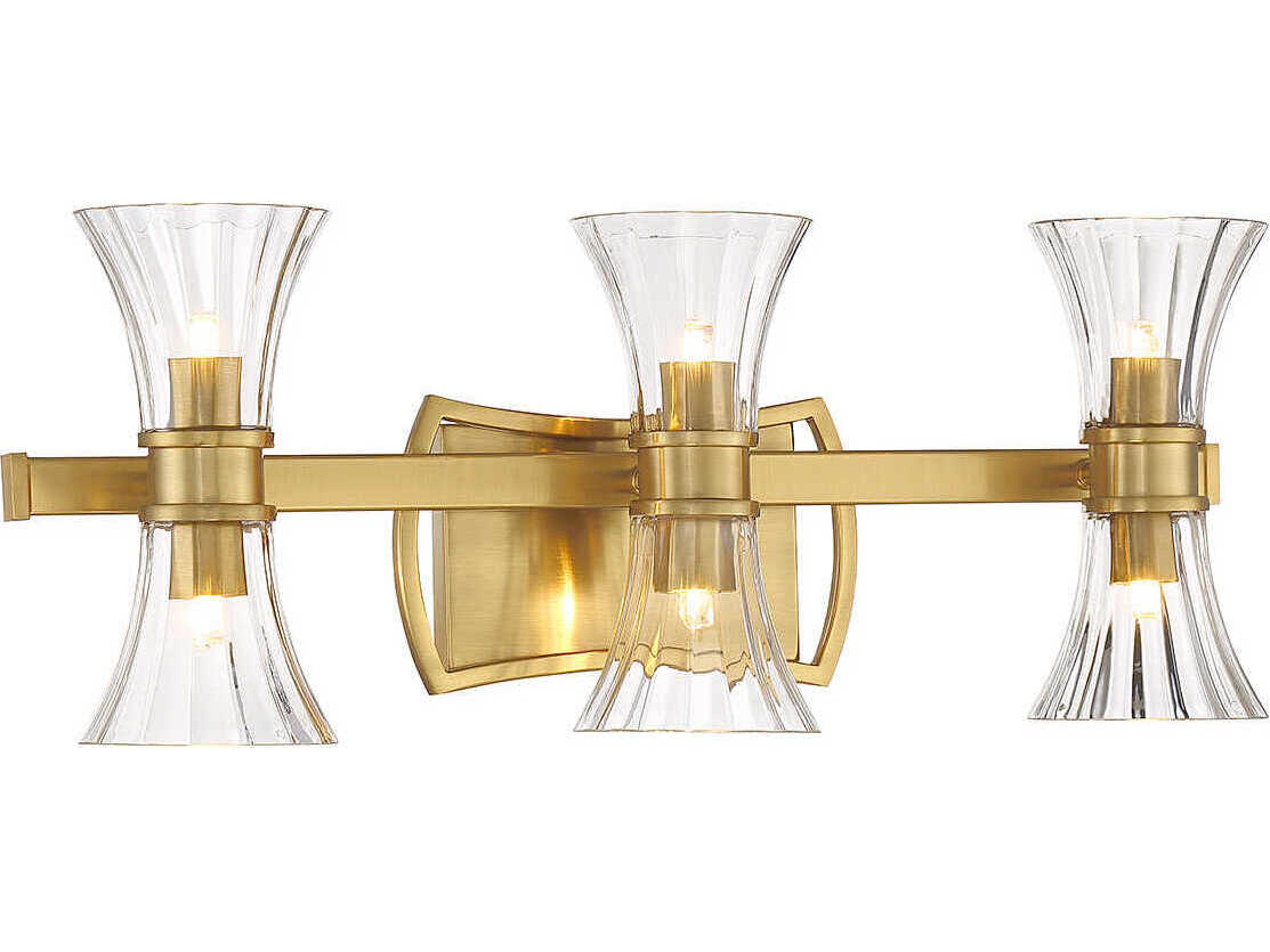Savoy House Bennington 6-Light Warm Brass Glass Vanity Light
