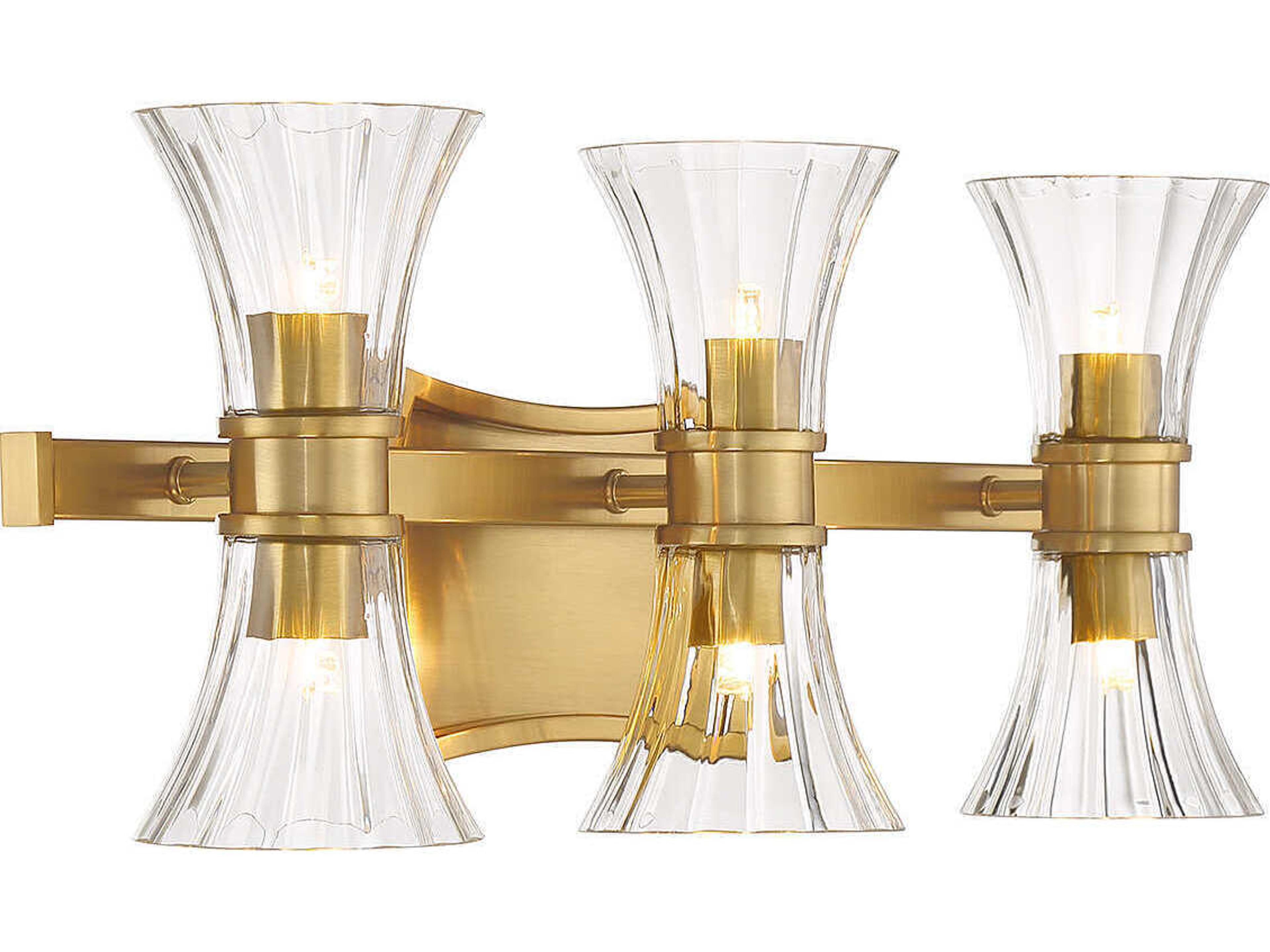 Savoy House Bennington 6-Light Warm Brass Glass Vanity Light