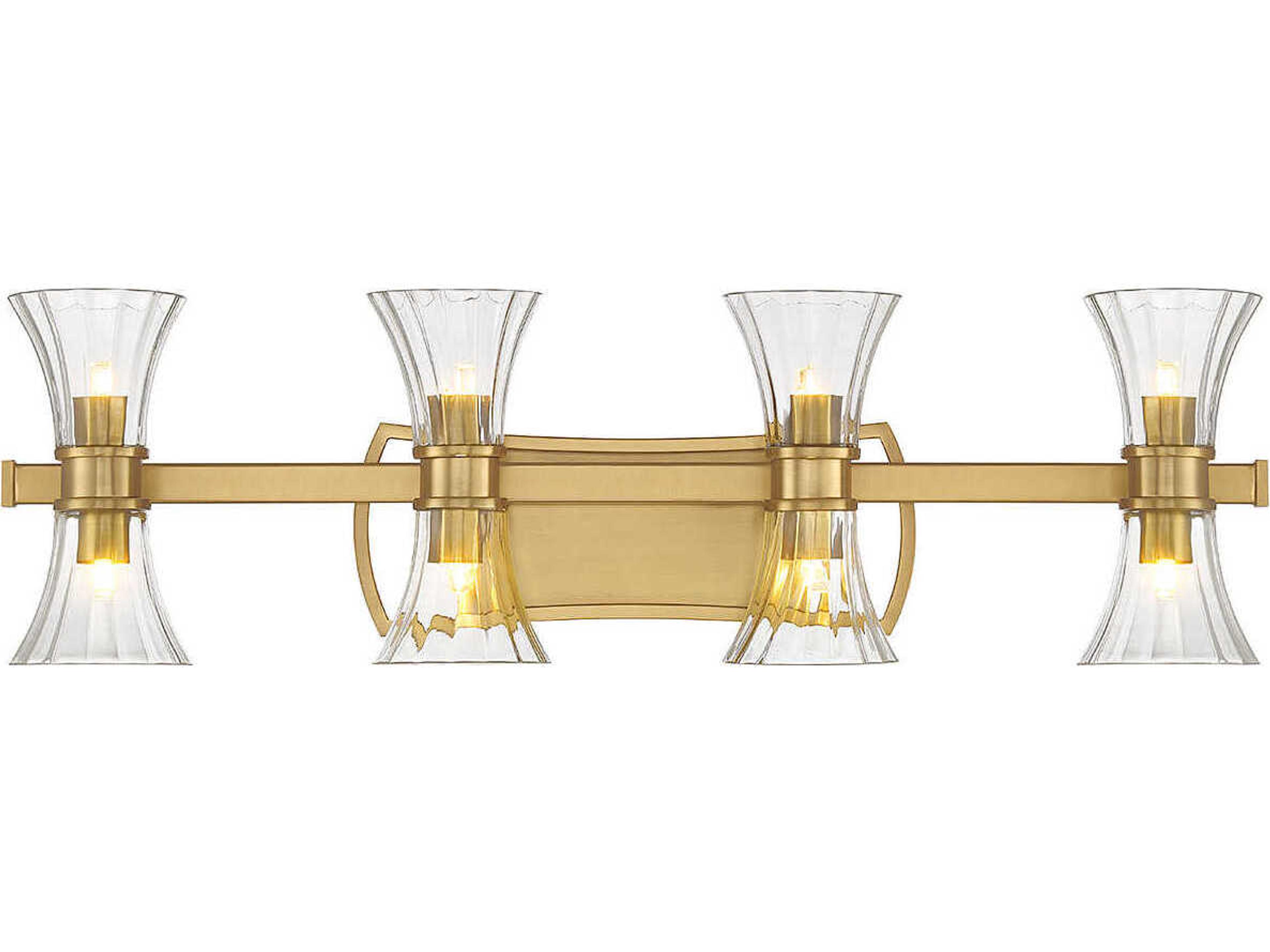 Bennington 8-Light Warm Brass Glass Vanity Light