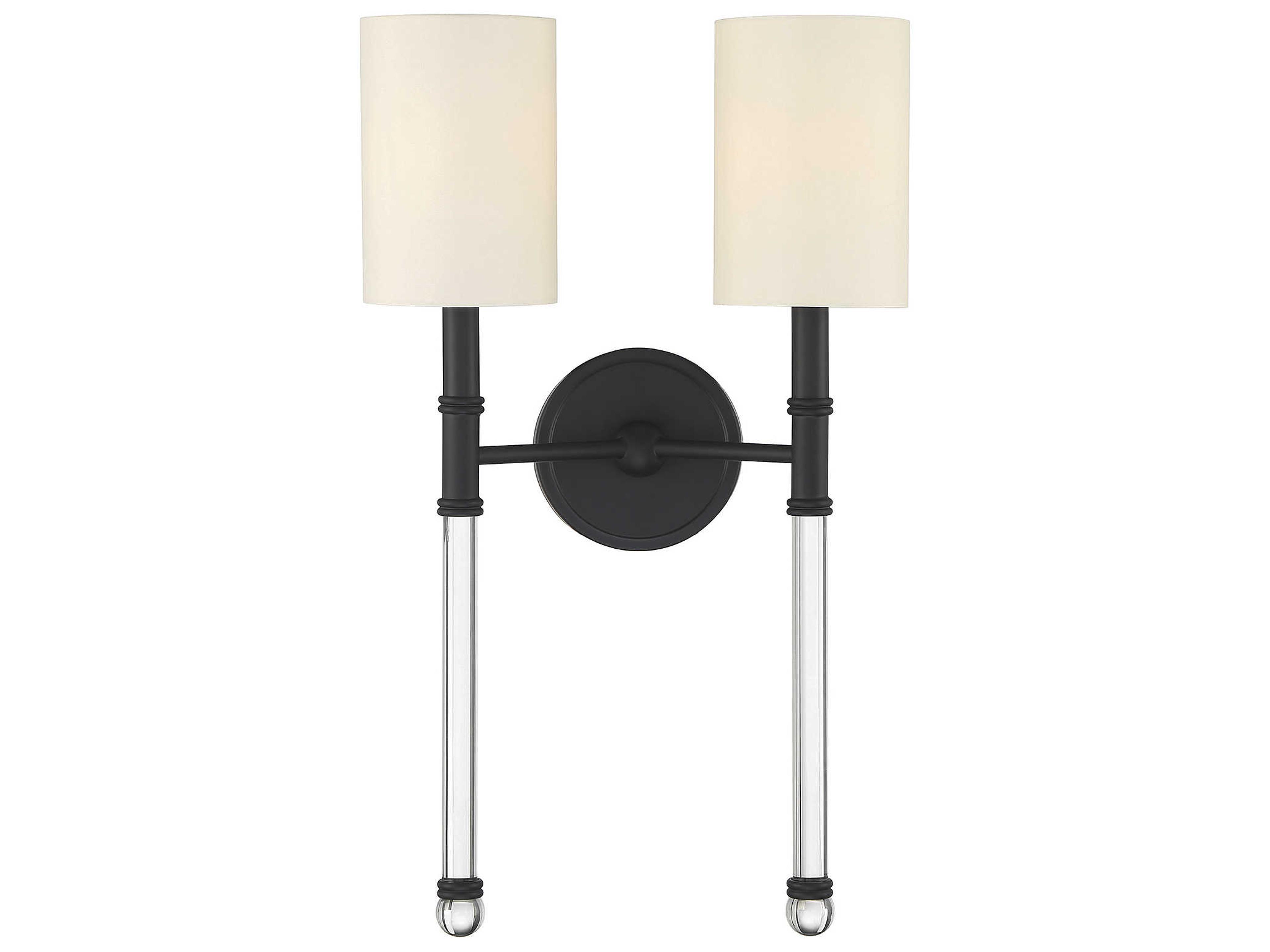 Fremont 2-Light Matte Black Glass Wall Sconce