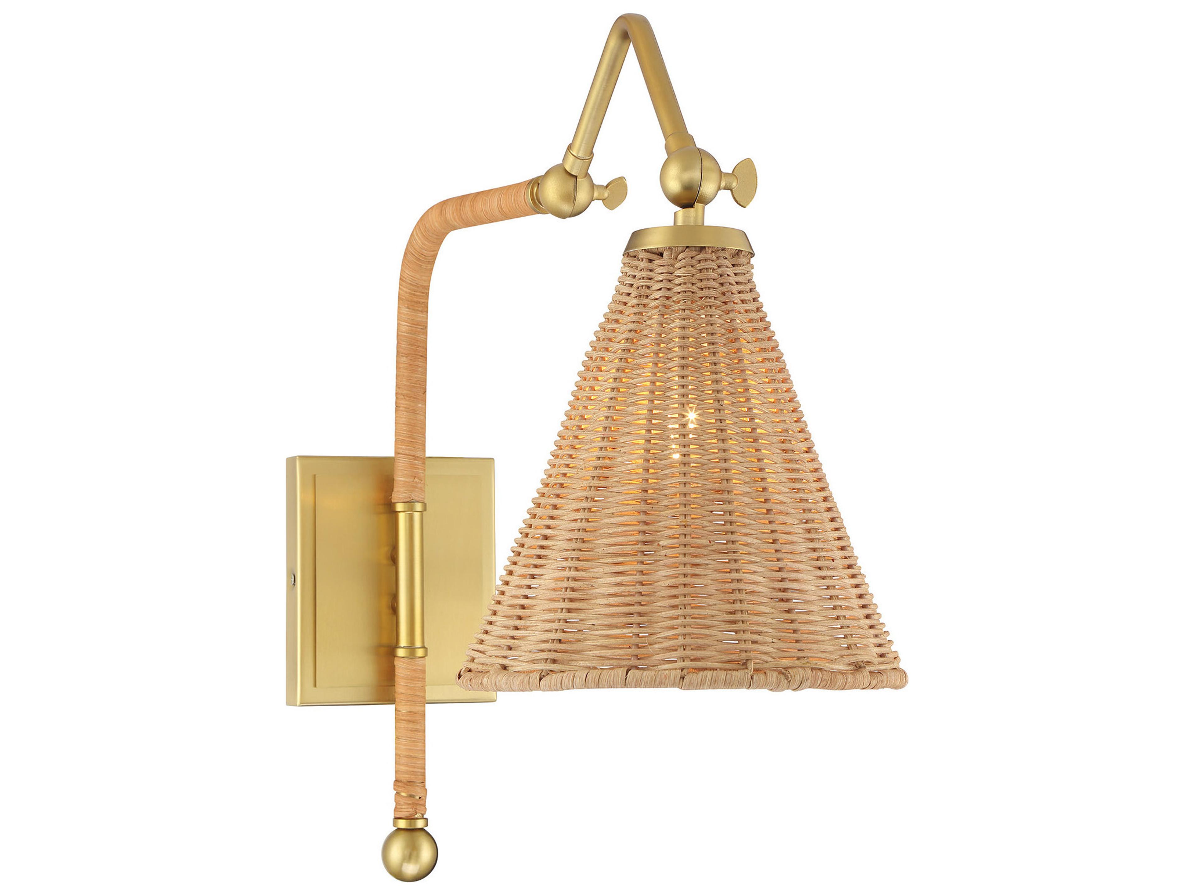 Linell 1-Light Warm Brass Wood Swing Wall Sconce
