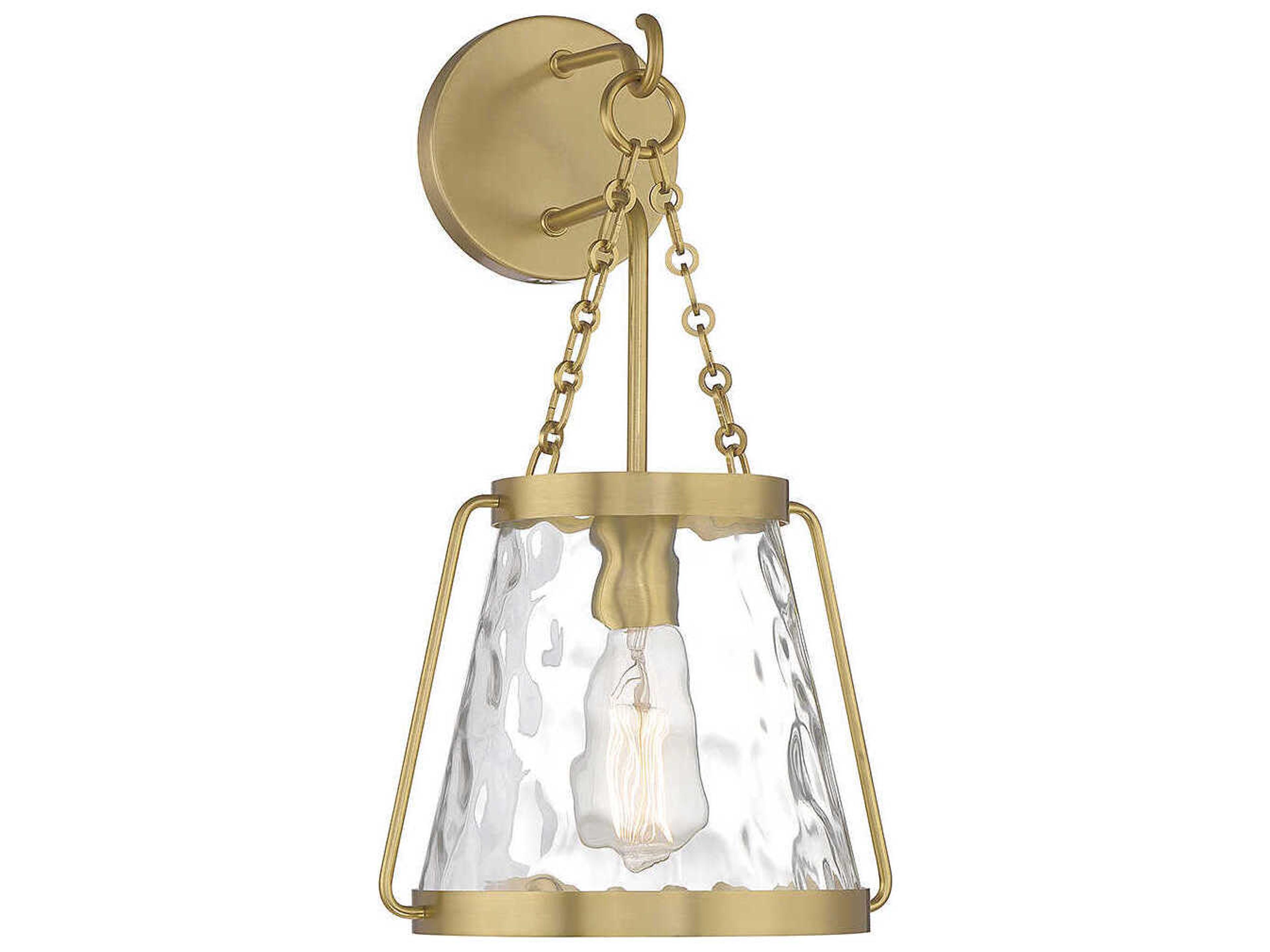 Crawford 1-Light Warm Brass Glass Wall Sconce