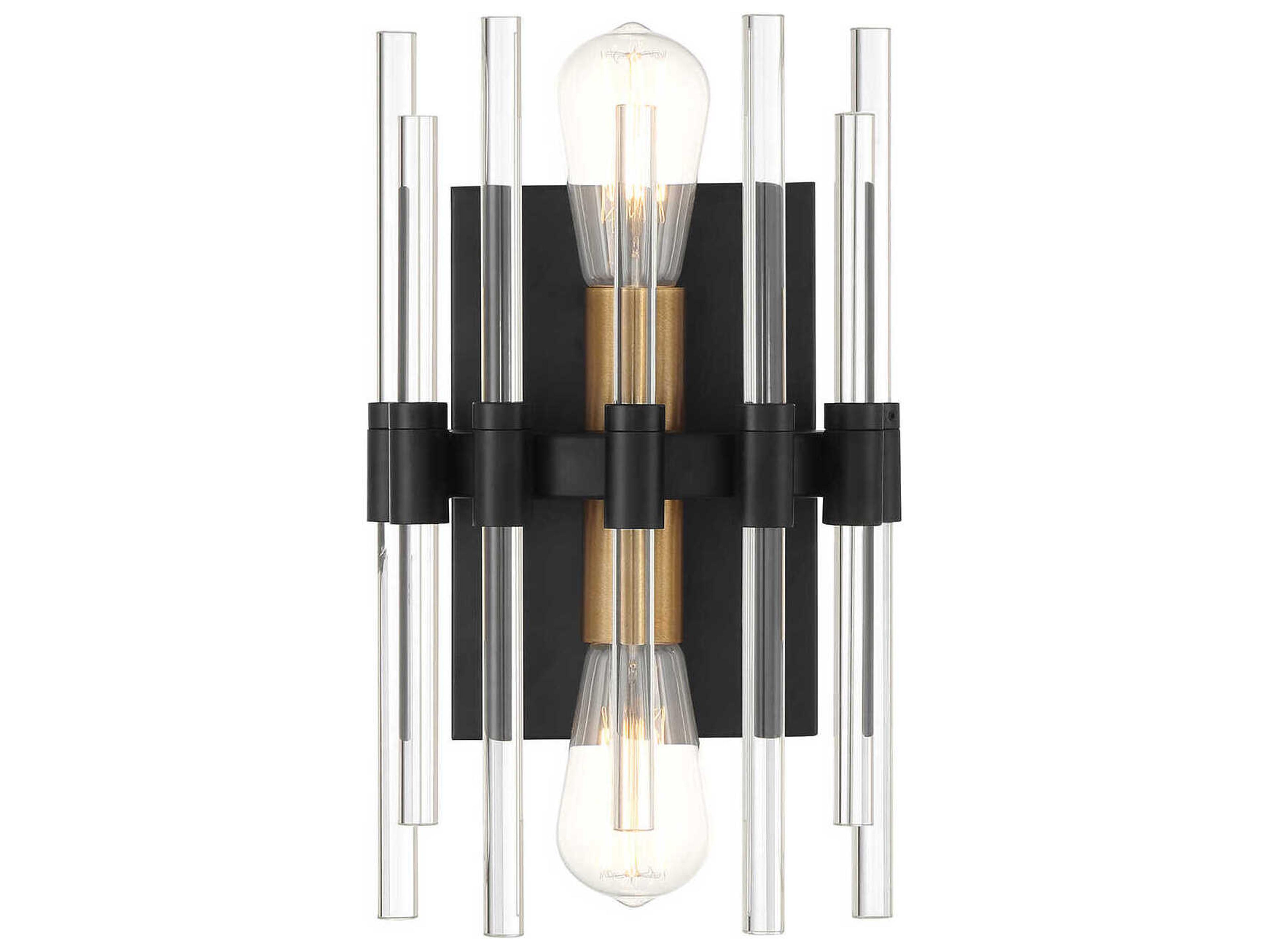 Santiago 2-Light Matte Black Warm Brass Wall Sconce
