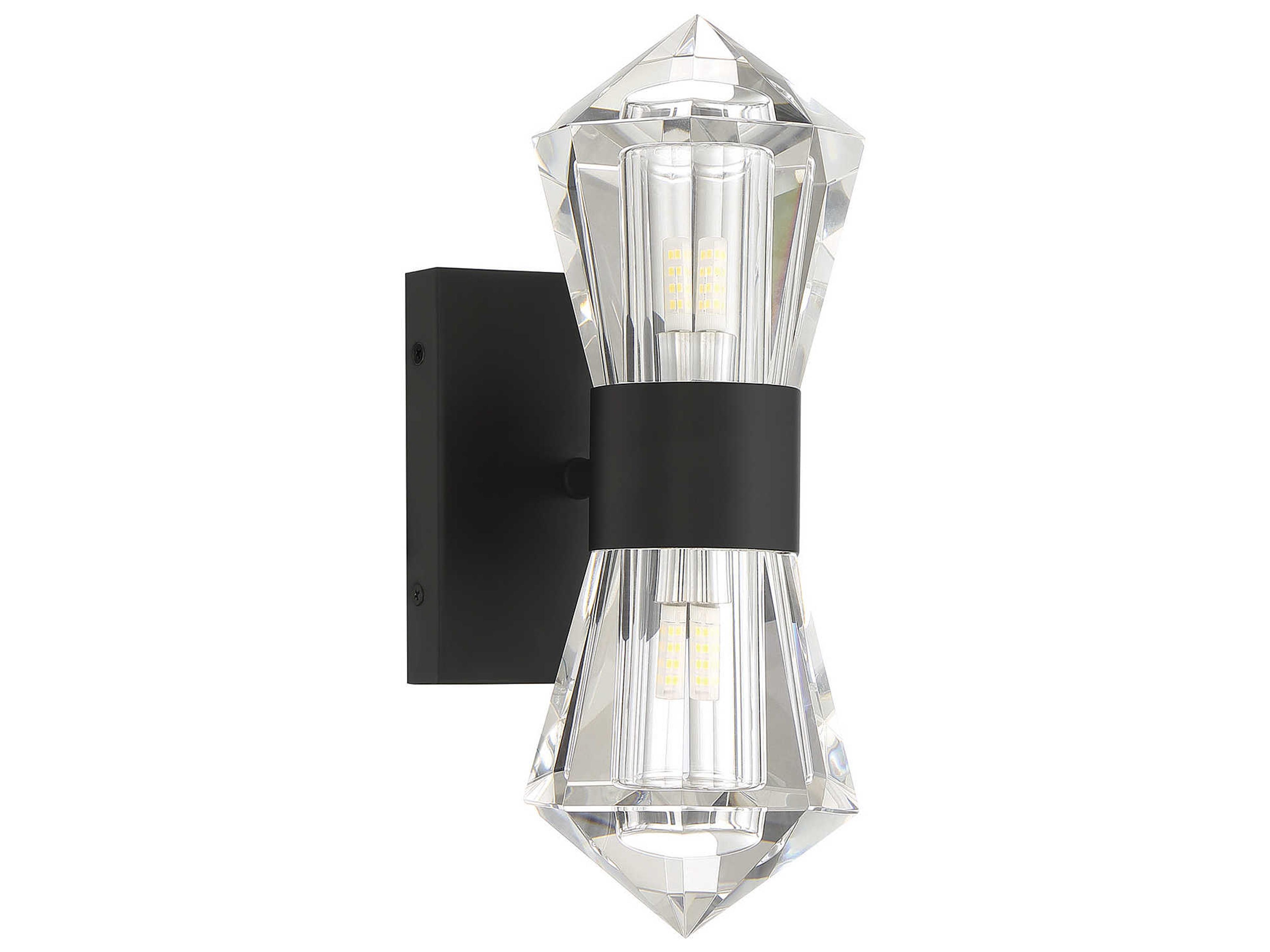 Savoy House Dryden 2-Light Matte Black Crystal LED Wall Sconce