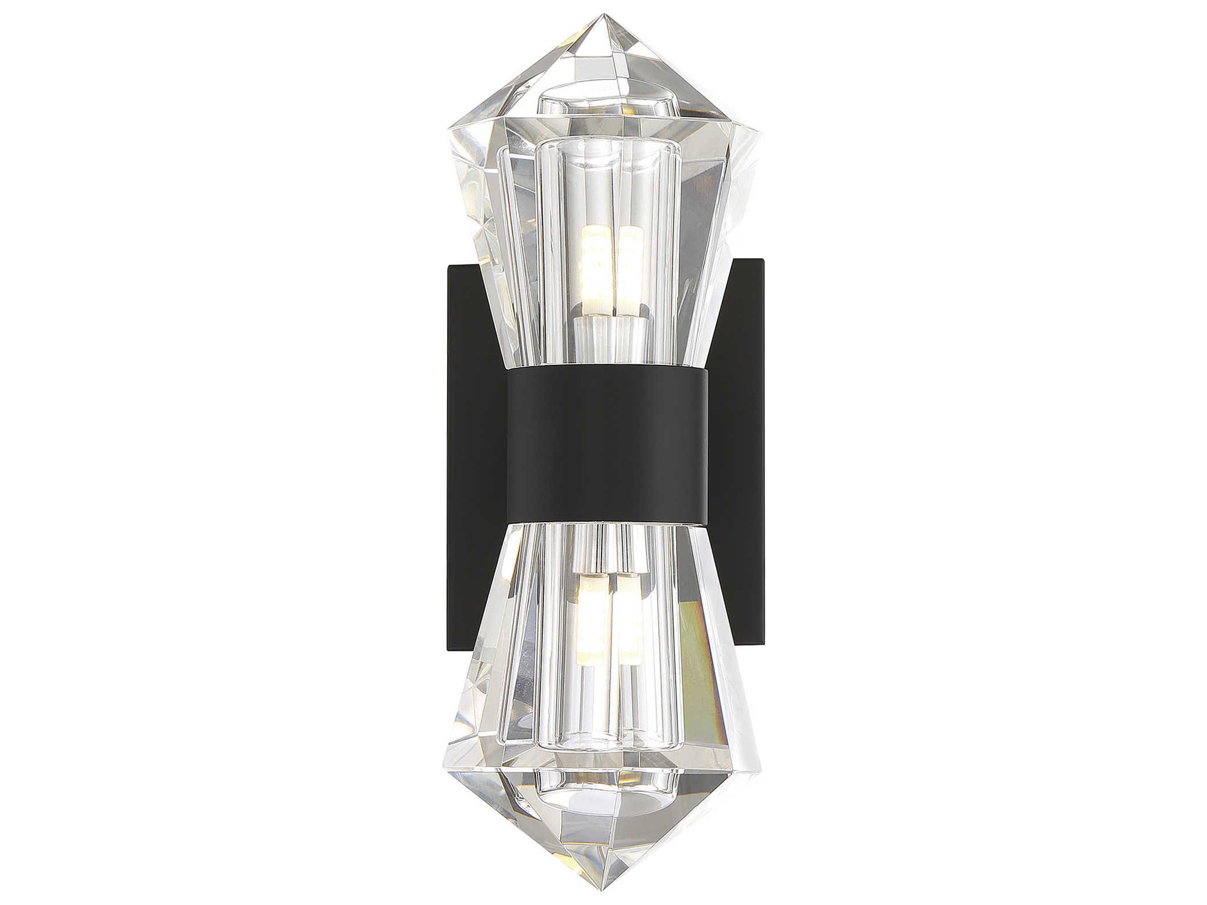 Savoy House Dryden 2-Light Matte Black Crystal LED Wall Sconce