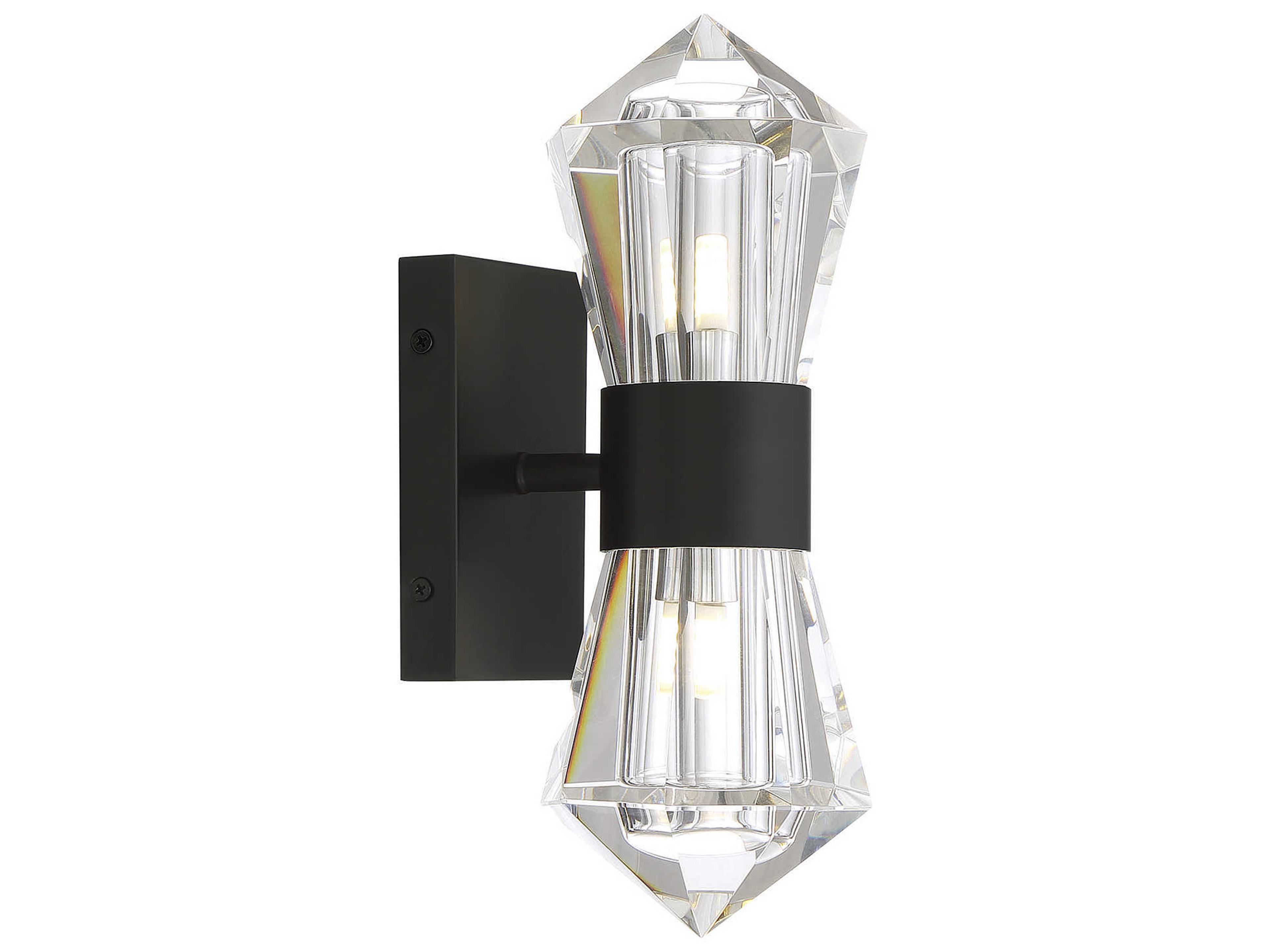 Savoy House Dryden 2-Light Matte Black Crystal LED Wall Sconce