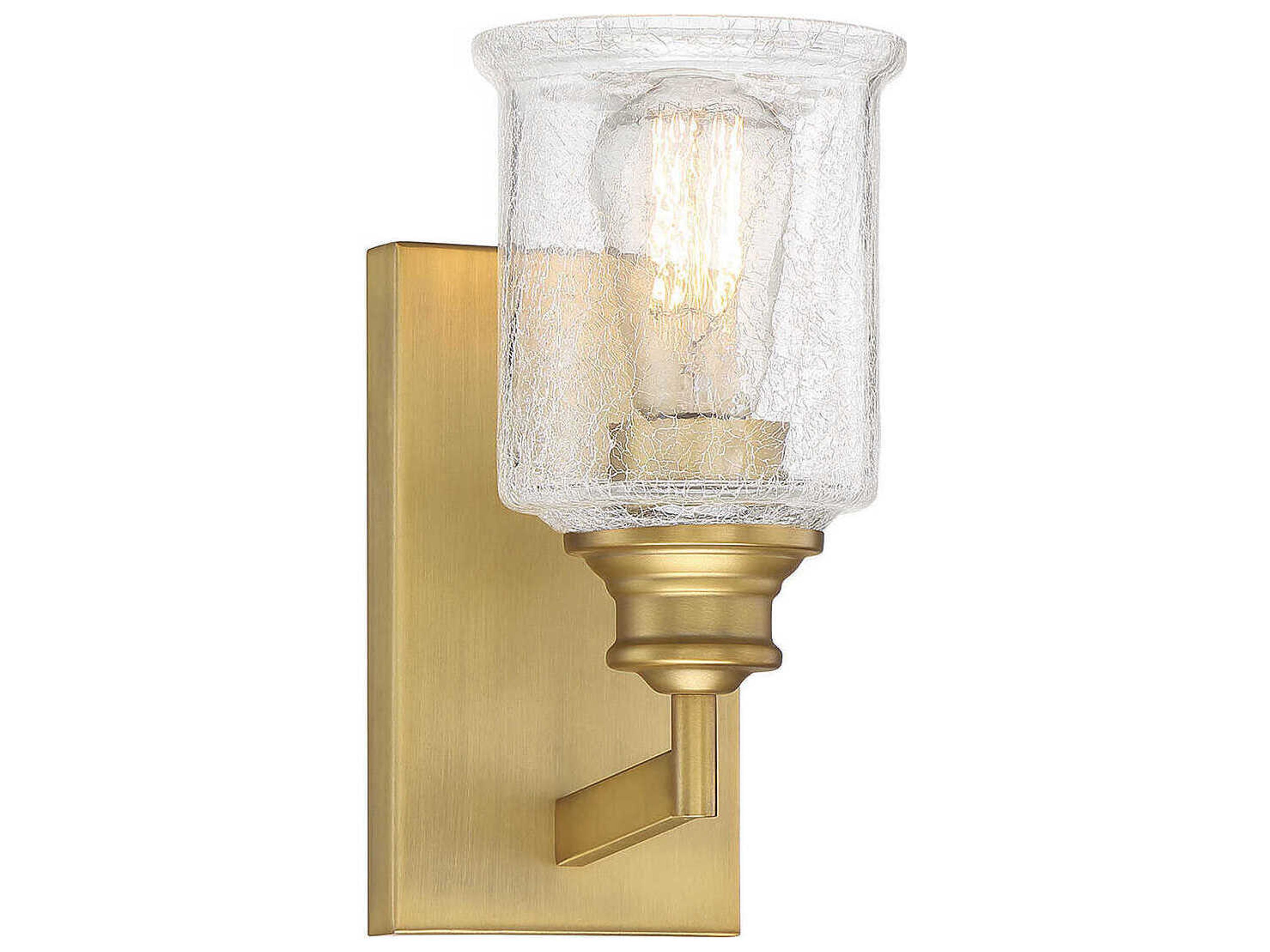 Hampton 1-Light Warm Brass Glass Wall Sconce