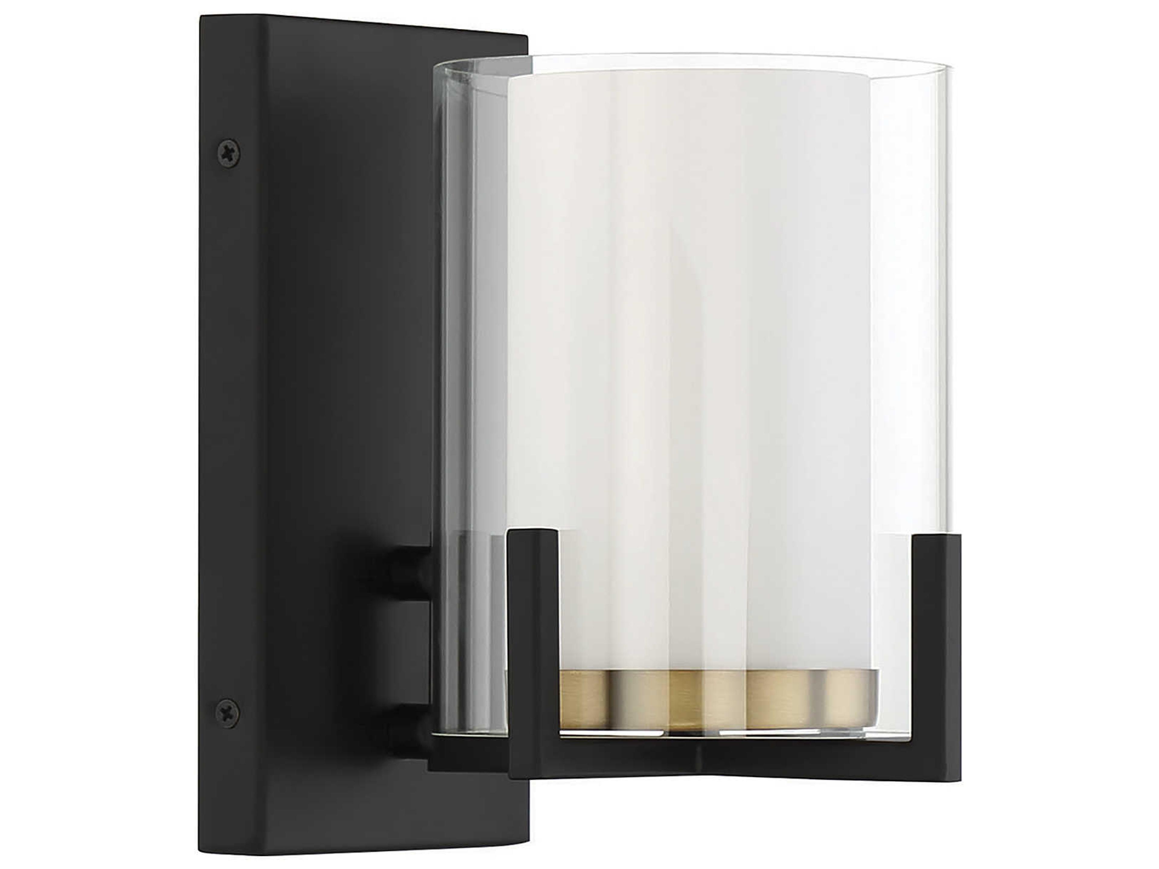 Savoy House Eaton 1-Light Matte Black Warm Brass Glass Wall Sconce
