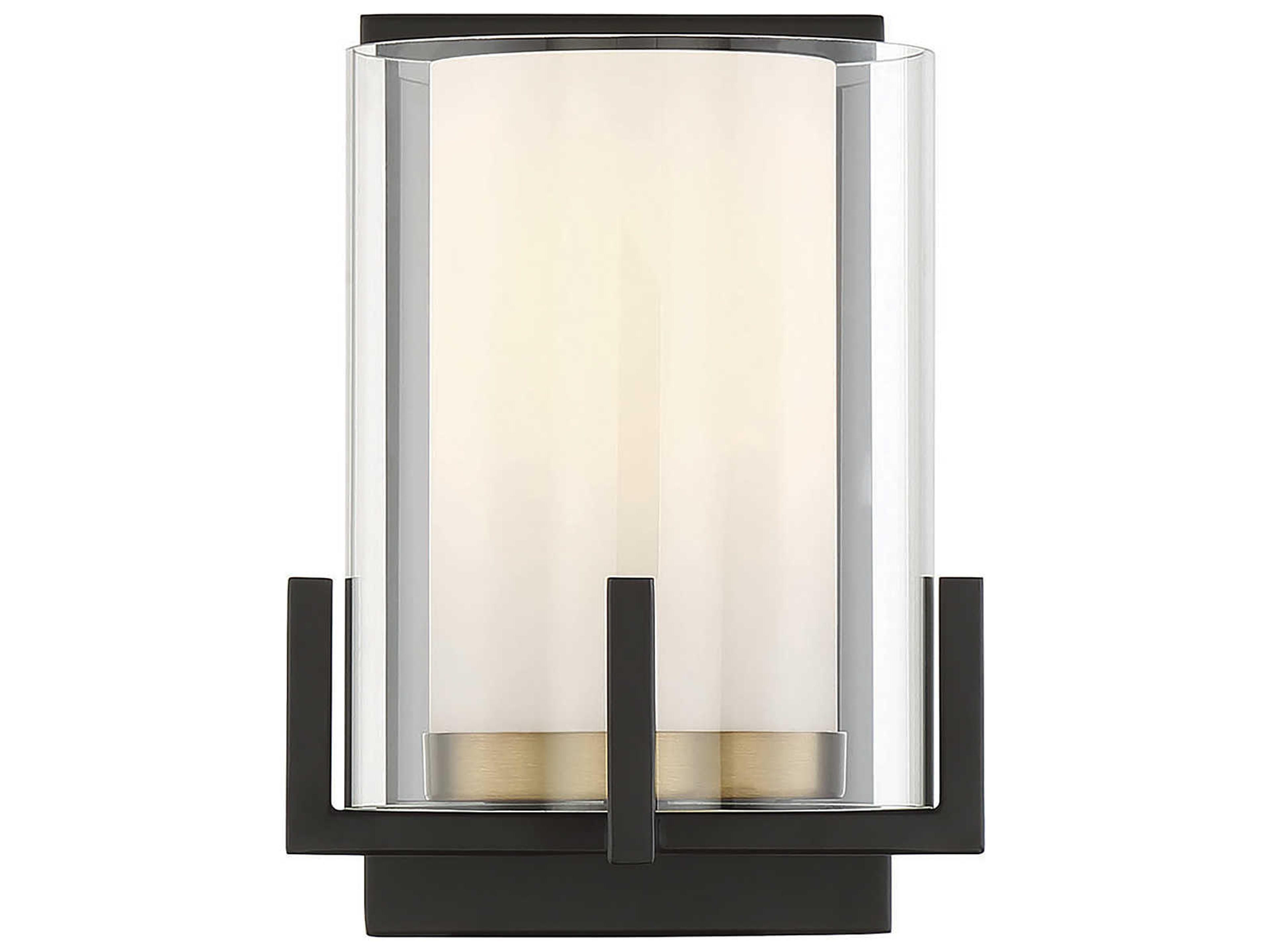 Savoy House Eaton 1-Light Matte Black Warm Brass Glass Wall Sconce