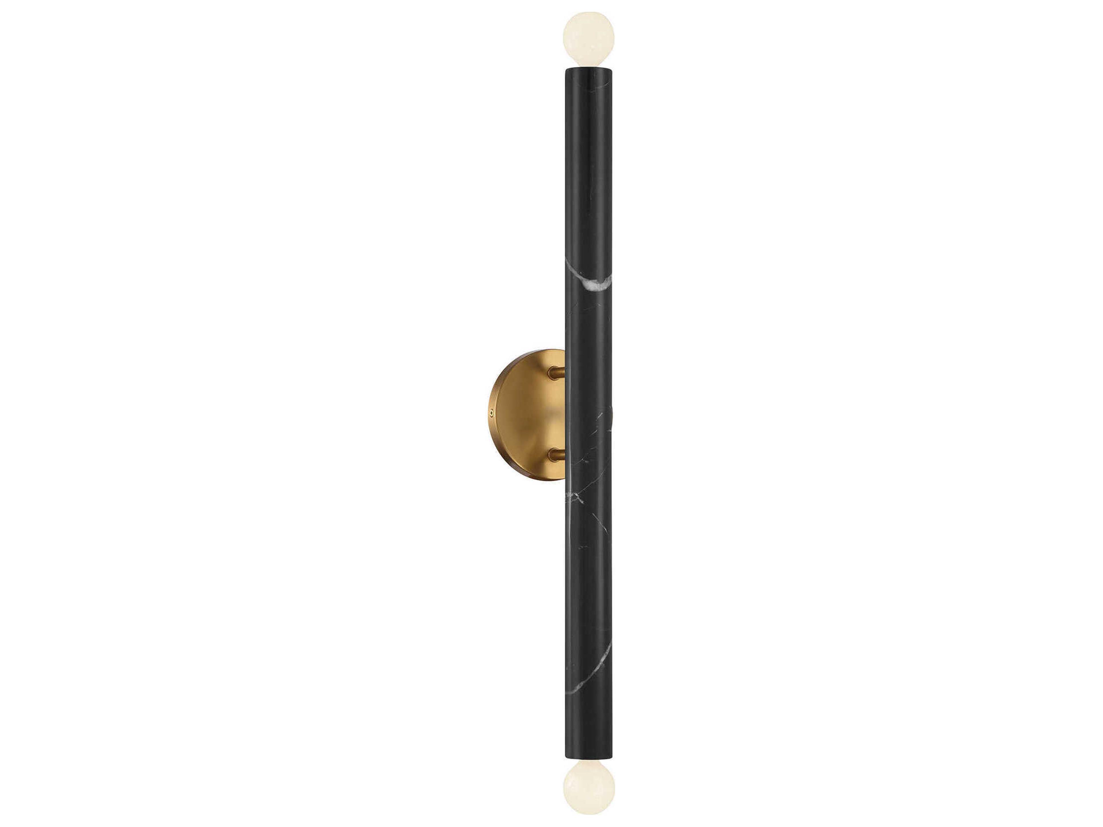 Callaway 2-Light Black Marble Warm Brass Wall Sconce