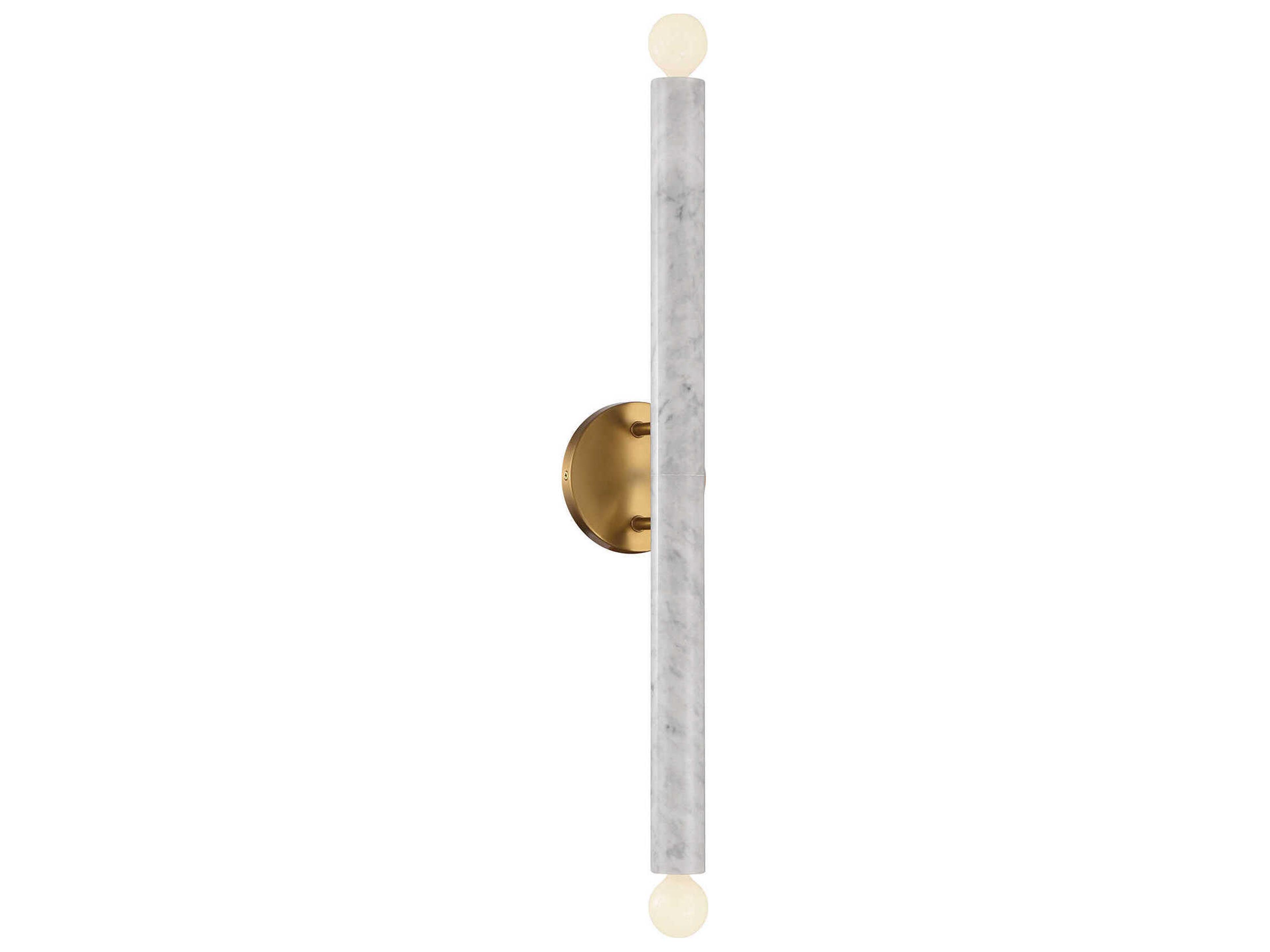 Callaway 2-Light White Marble Warm Brass Wall Sconce