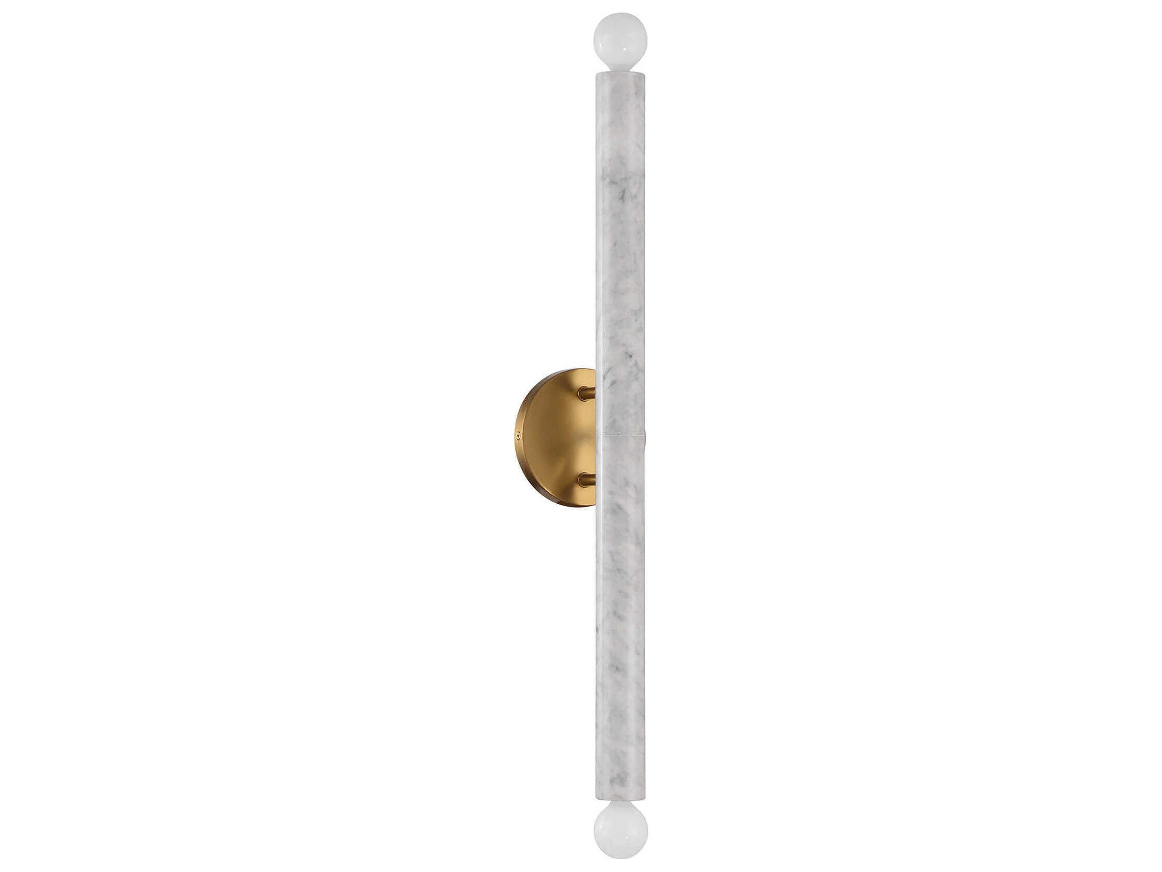 Savoy House Callaway 2-Light White Marble Warm Brass Wall Sconce