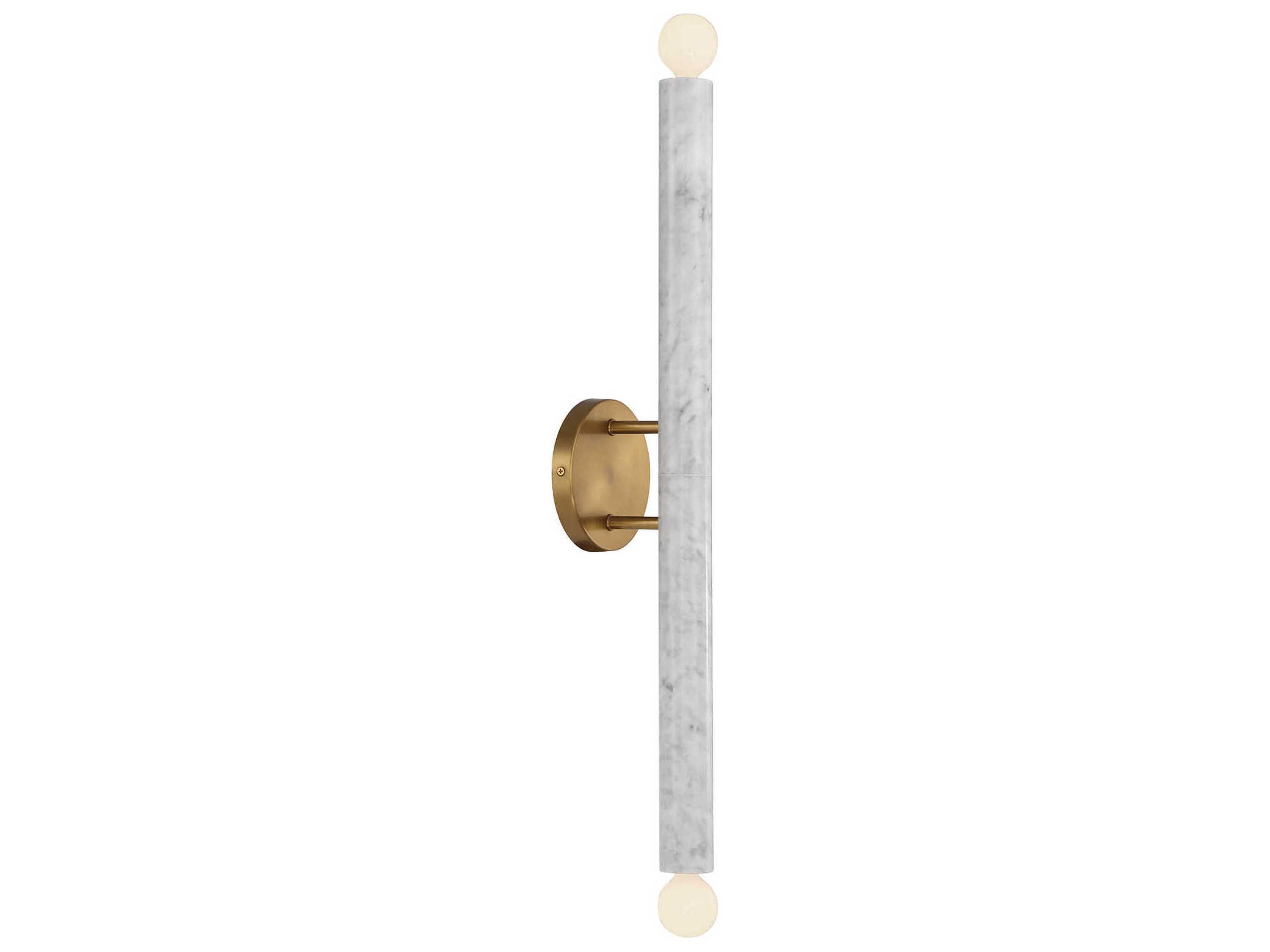 Savoy House Callaway 2-Light White Marble Warm Brass Wall Sconce
