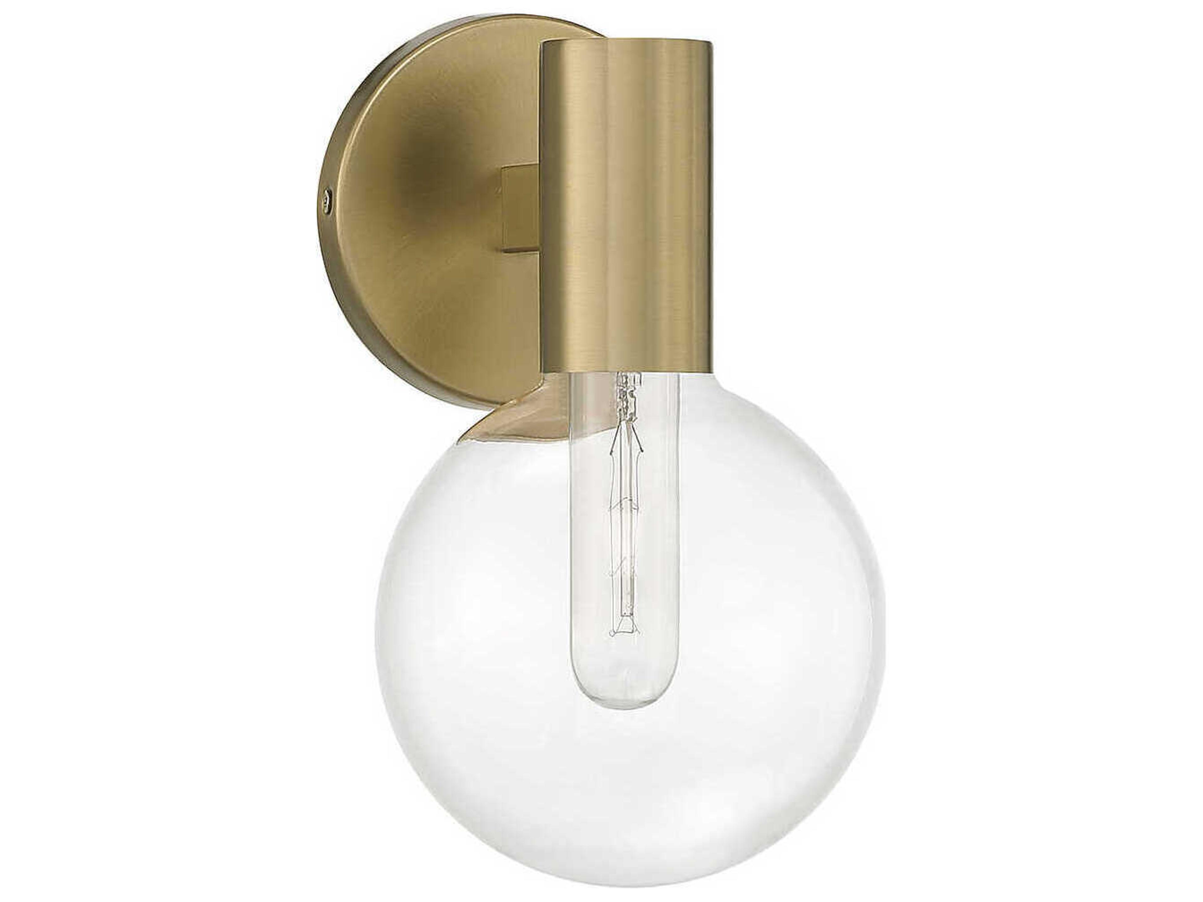 Savoy House Wright 1-Light Warm Brass Glass Wall Sconce