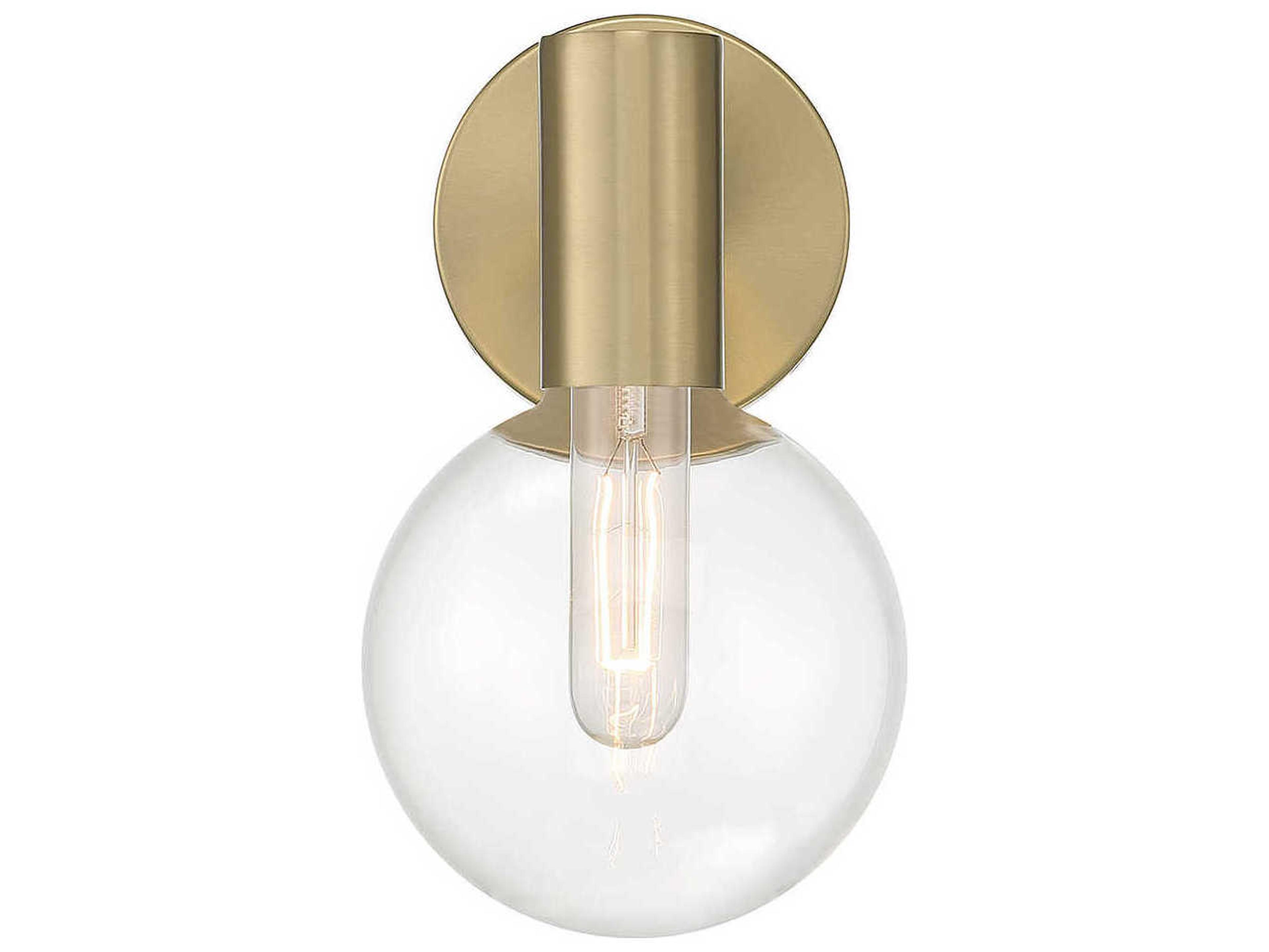 Savoy House Wright 1-Light Warm Brass Glass Wall Sconce