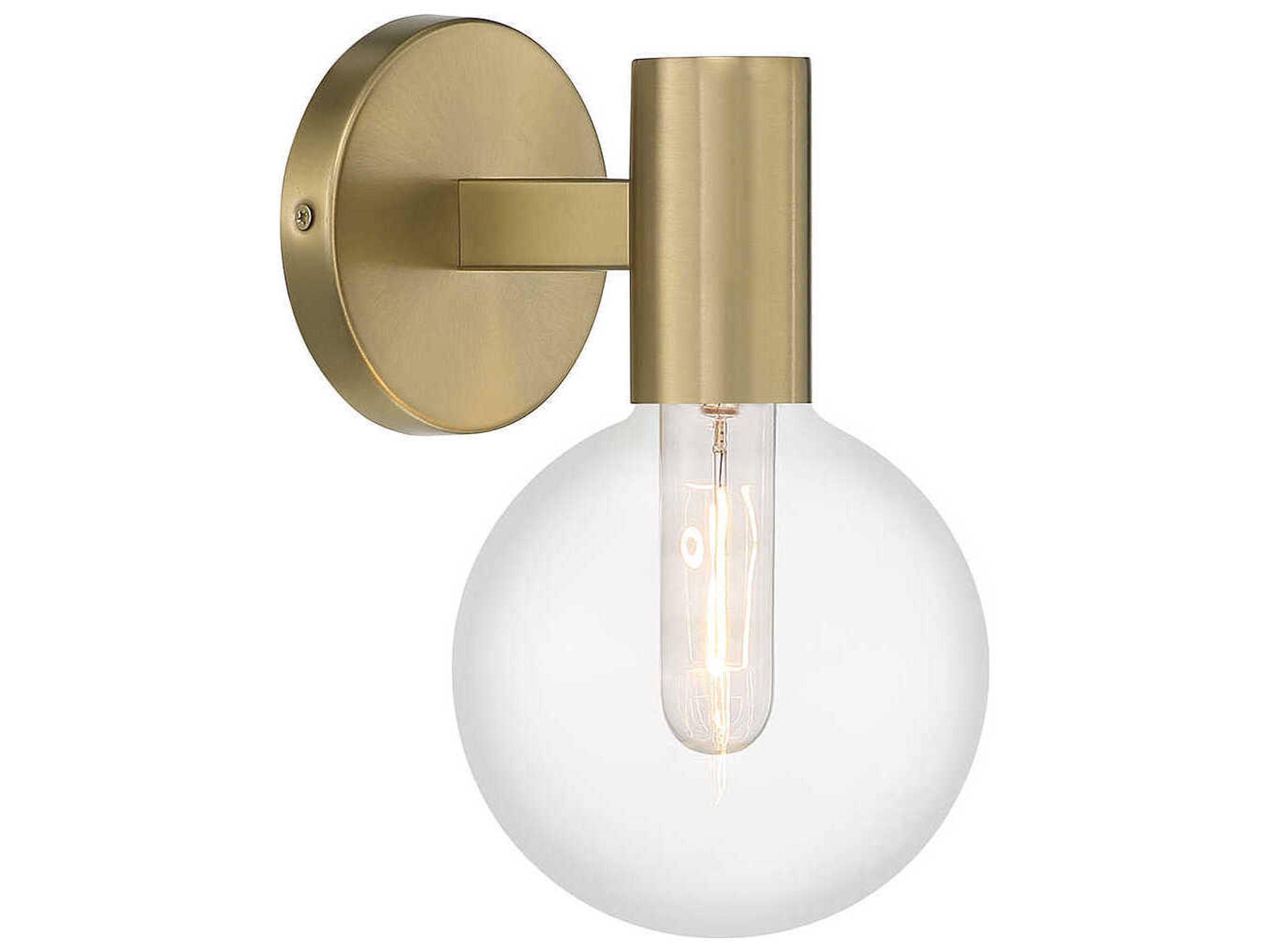 Savoy House Wright 1-Light Warm Brass Glass Wall Sconce