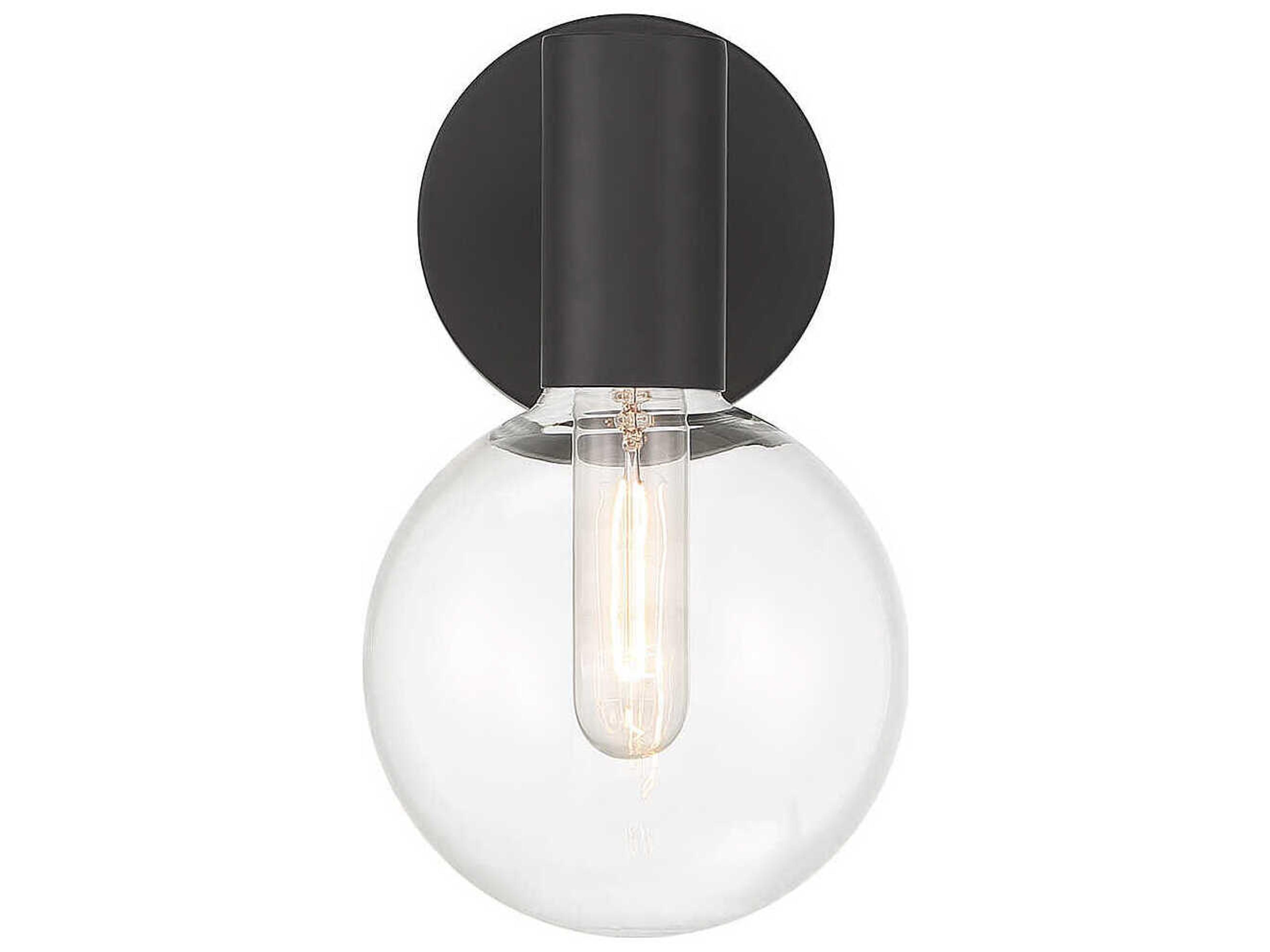 Savoy House Wright 1-Light Matte Black Glass Wall Sconce