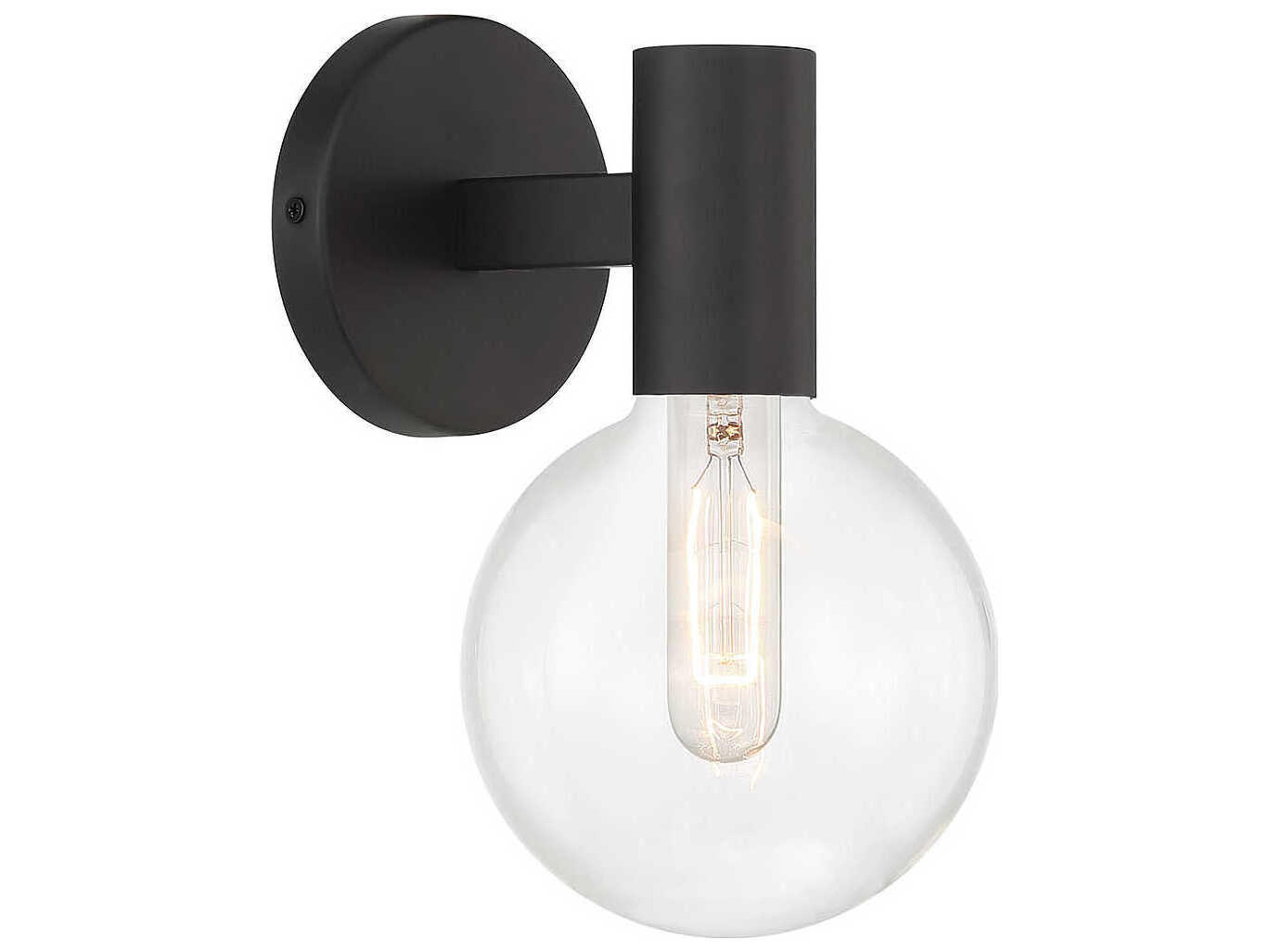 Savoy House Wright 1-Light Matte Black Glass Wall Sconce