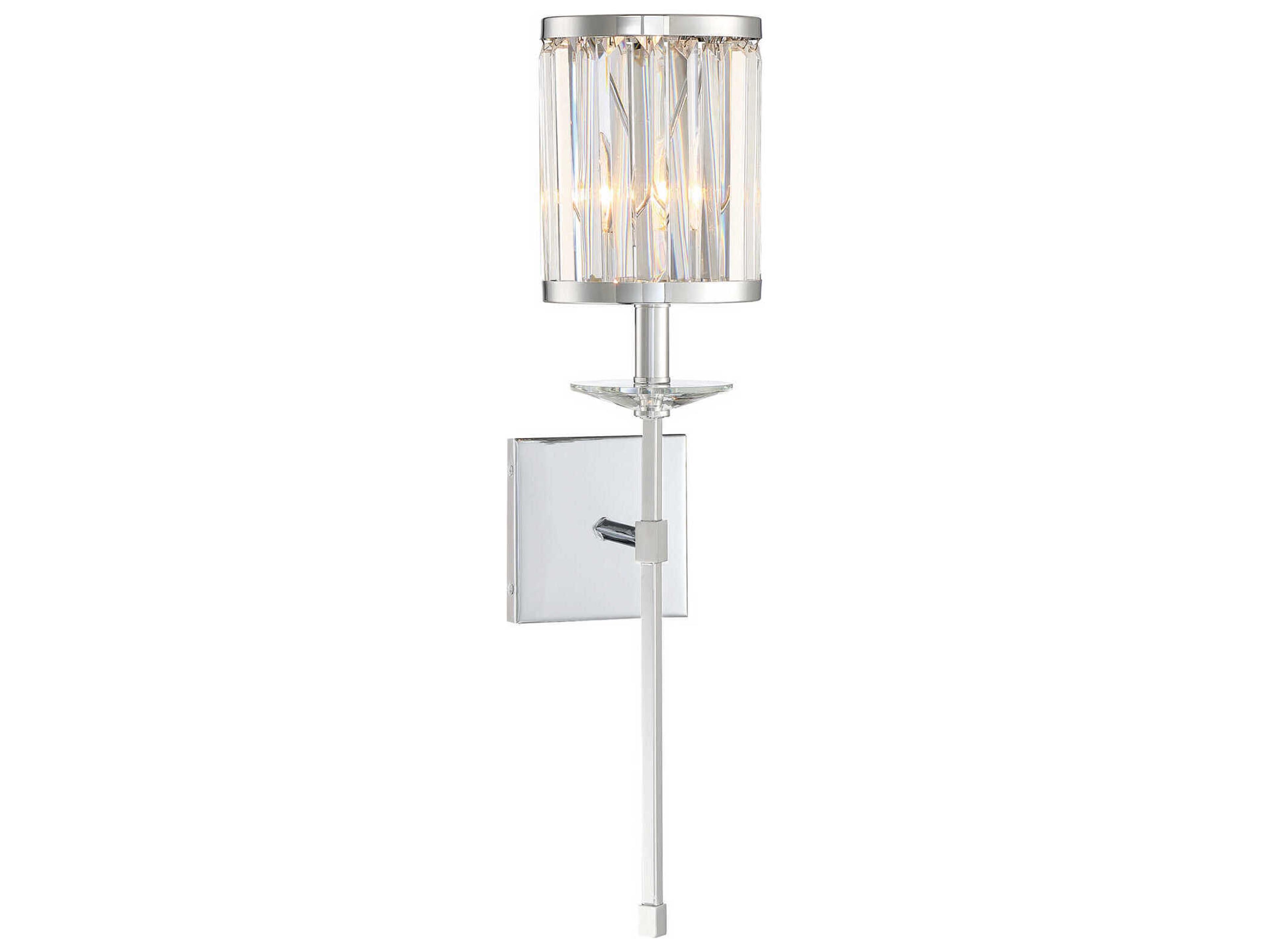 Savoy House Ashbourne 1-Light Polished Chrome Crystal Wall Sconce