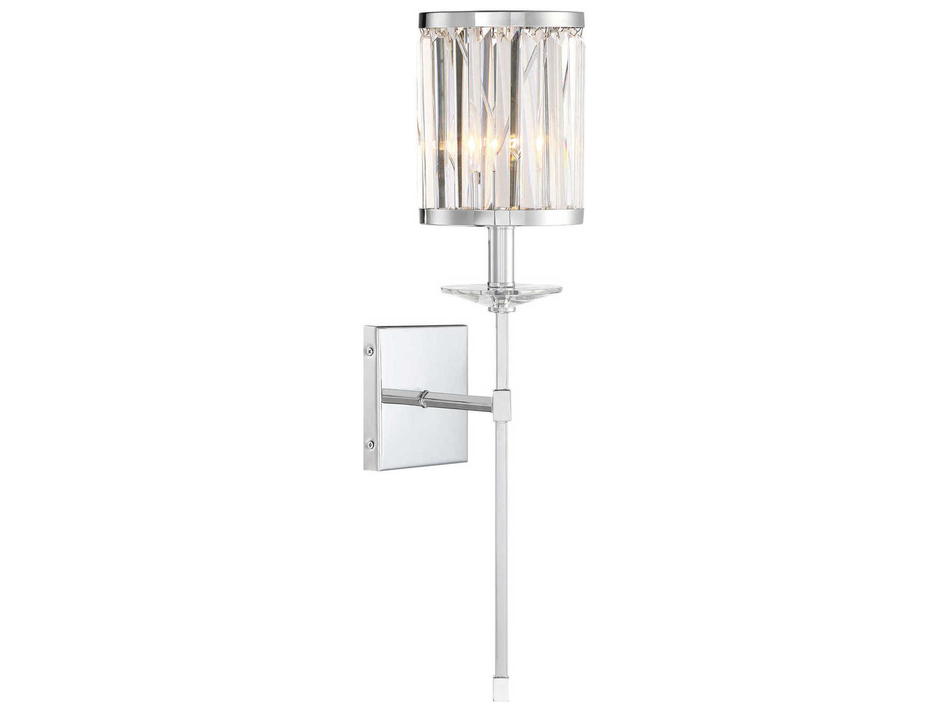 Savoy House Ashbourne 1-Light Polished Chrome Crystal Wall Sconce