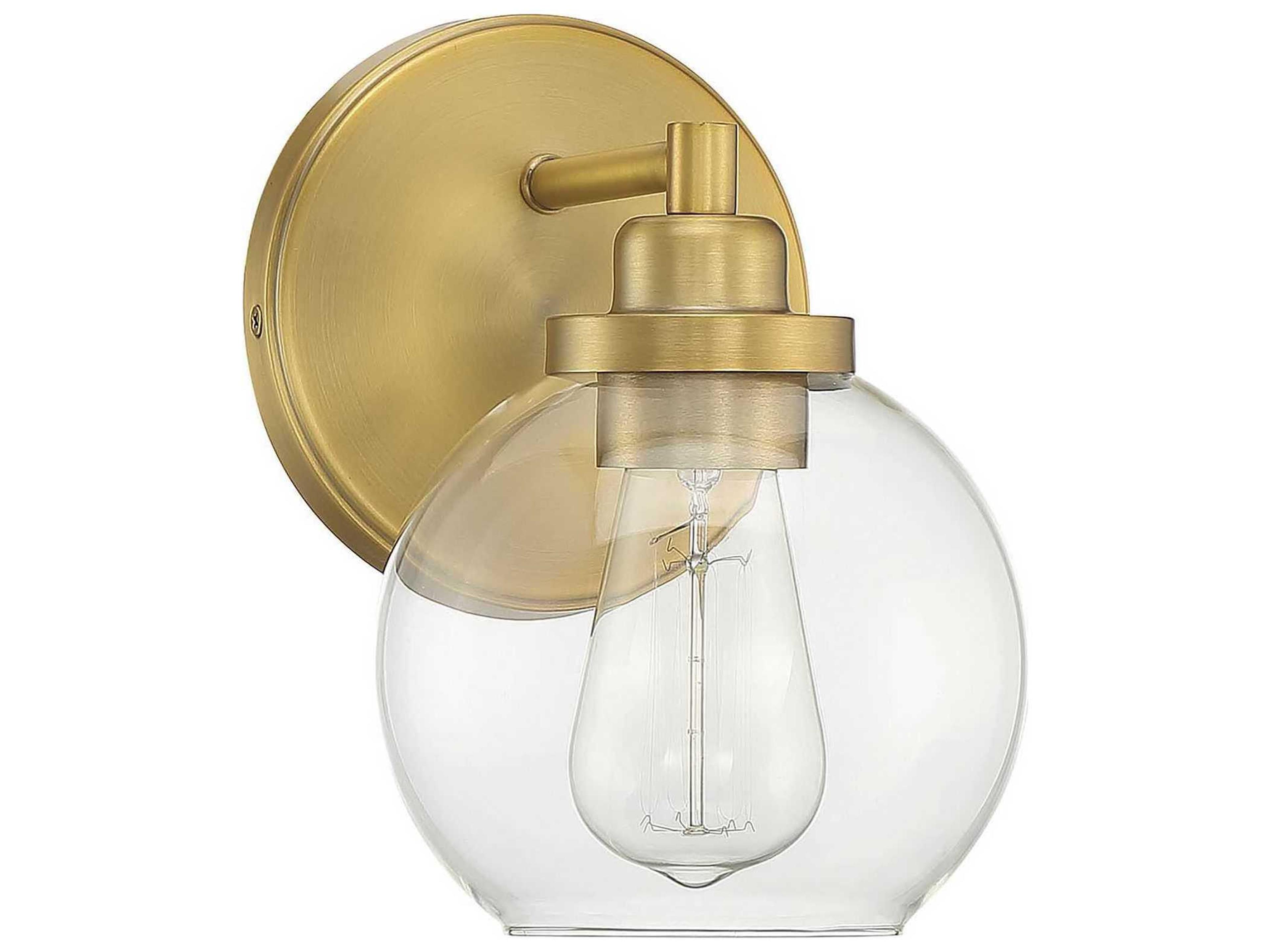Savoy House Carson 1-Light Warm Brass Glass Wall Sconce