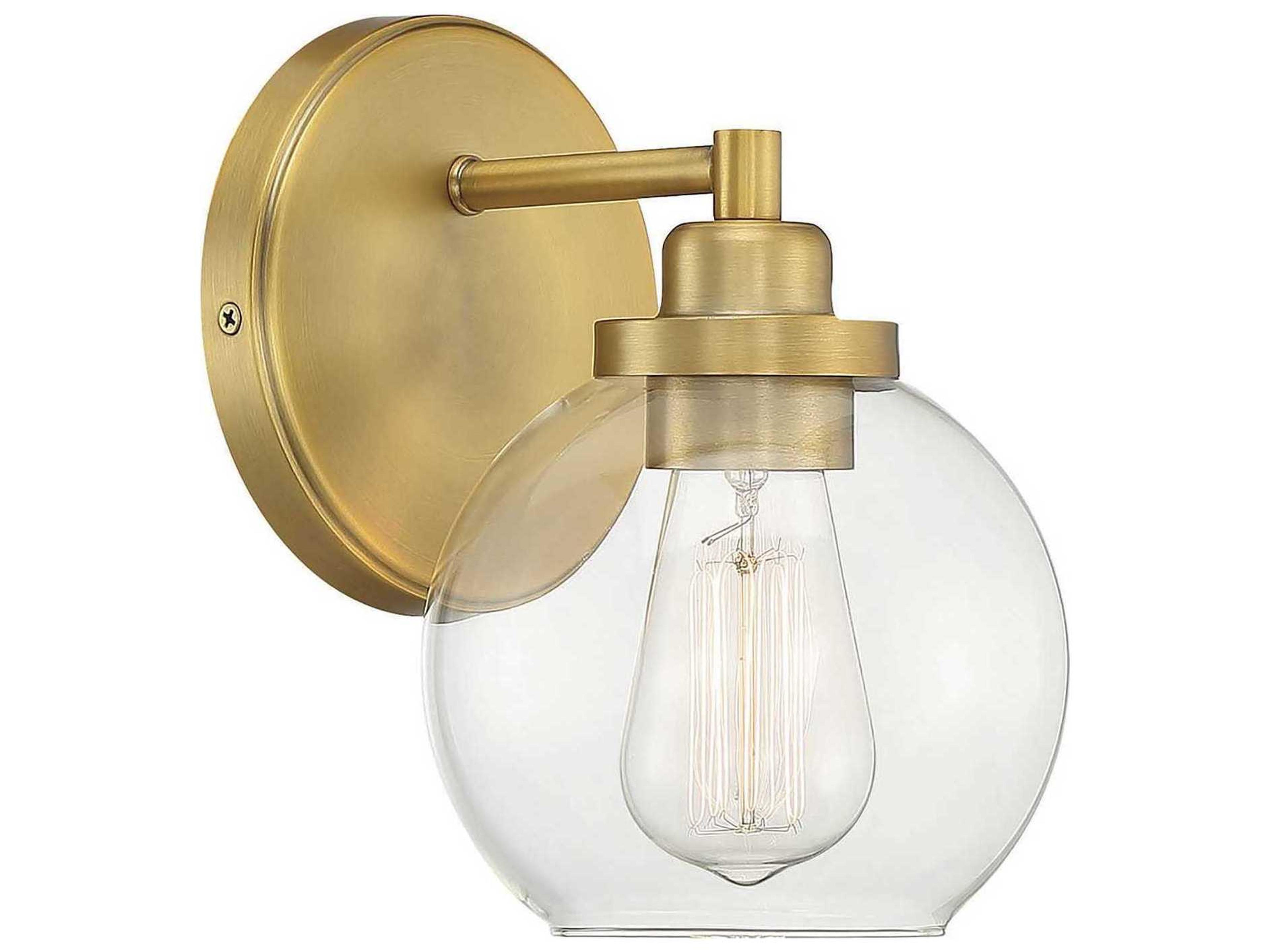 Savoy House Carson 1-Light Warm Brass Glass Wall Sconce