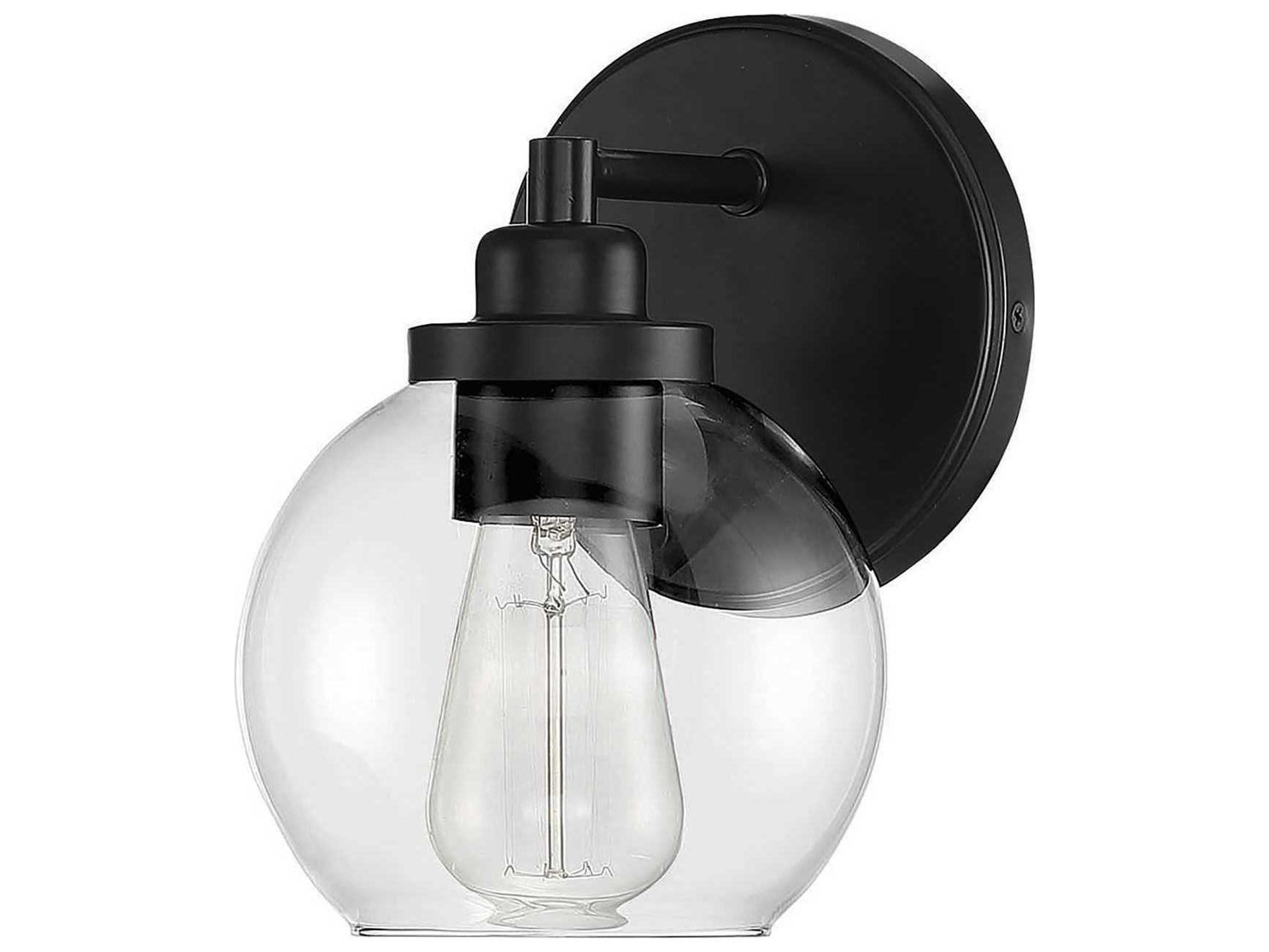 Savoy House Carson 1-Light Matte Black Glass Wall Sconce