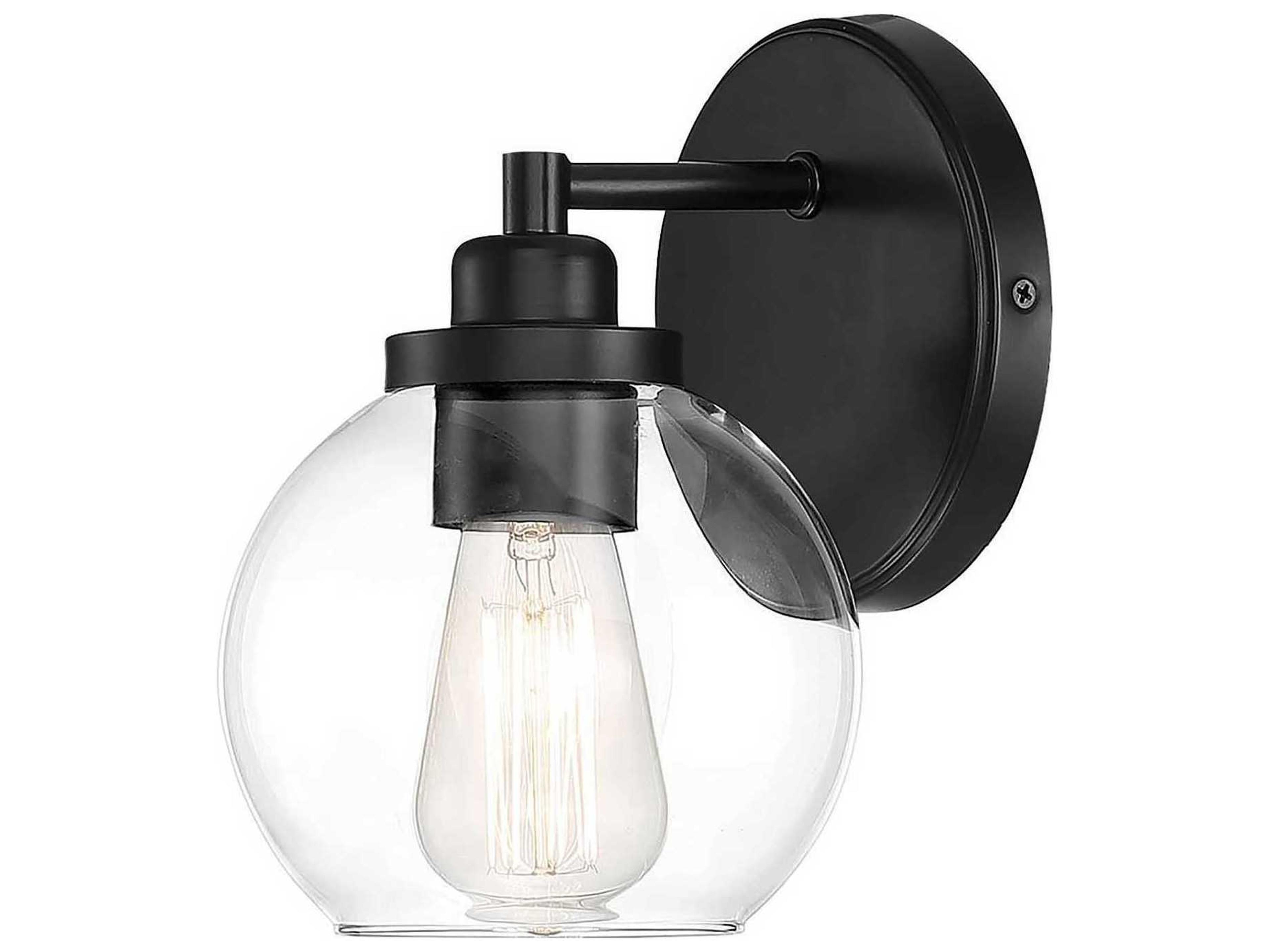 Savoy House Carson 1-Light Matte Black Glass Wall Sconce