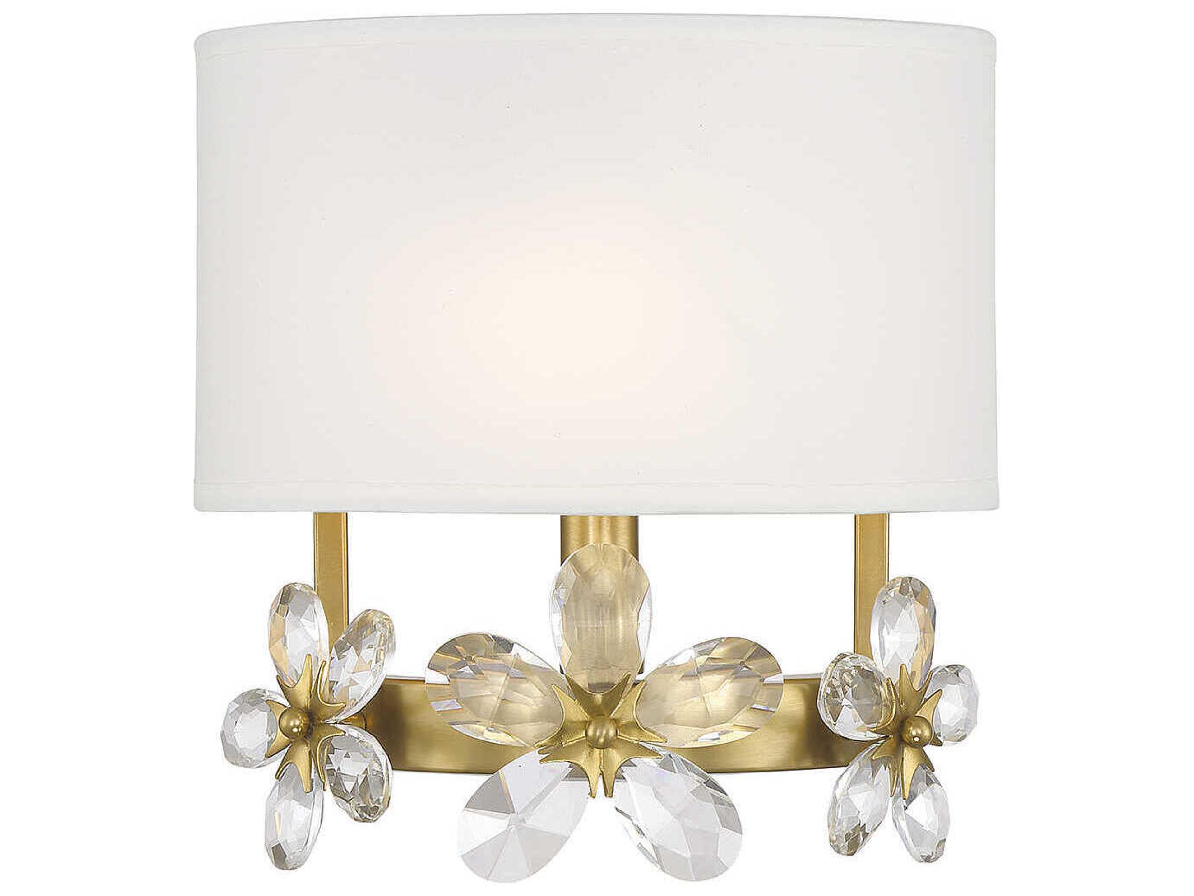 Dahlia 1-Light Warm Brass Crystal Wall Sconce