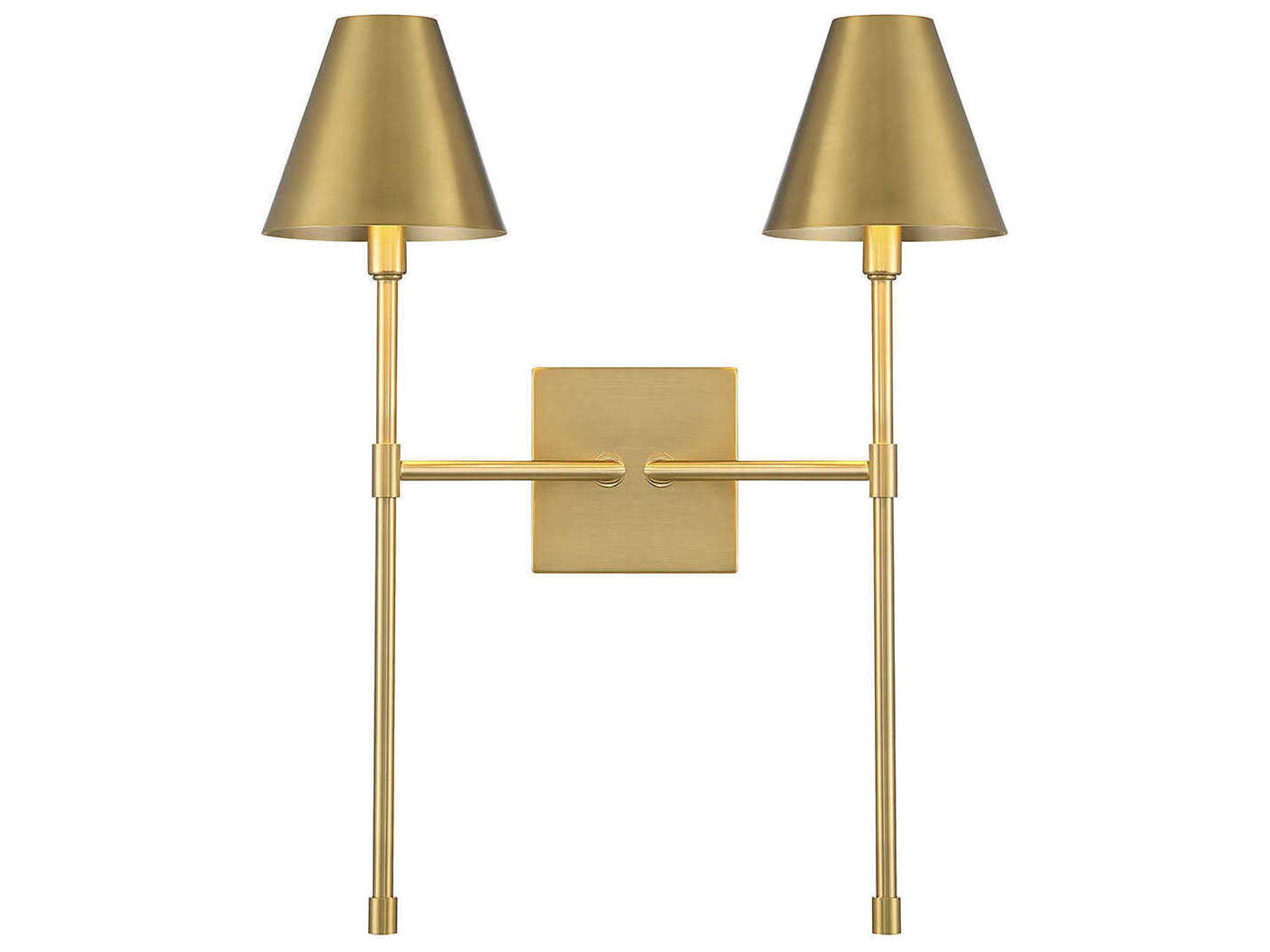 Jefferson 2-Light Warm Brass Wall Sconce